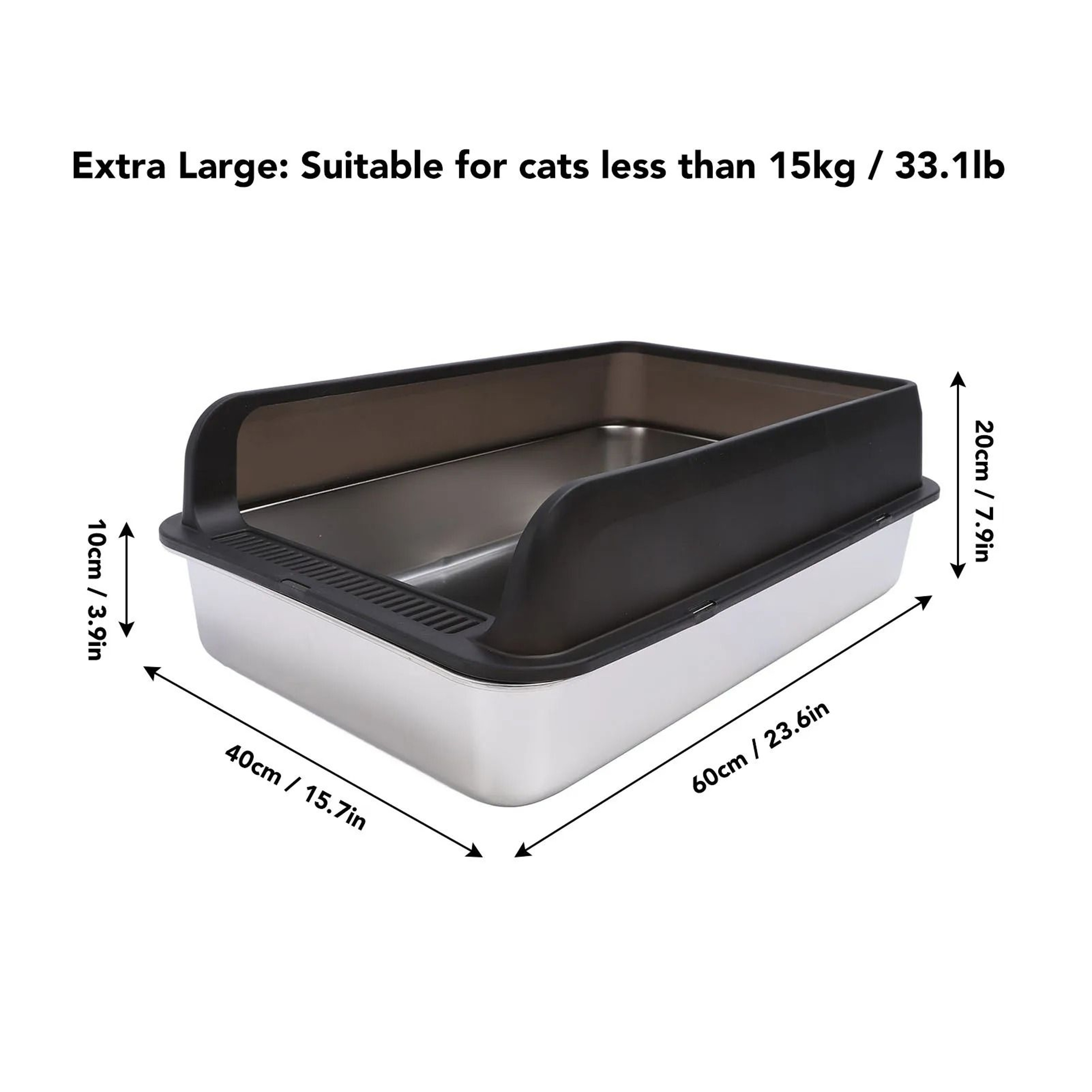Stainless Steel Cat Litter Box With Lid Anti Splash Easy Clean Tray For Large Cats 2