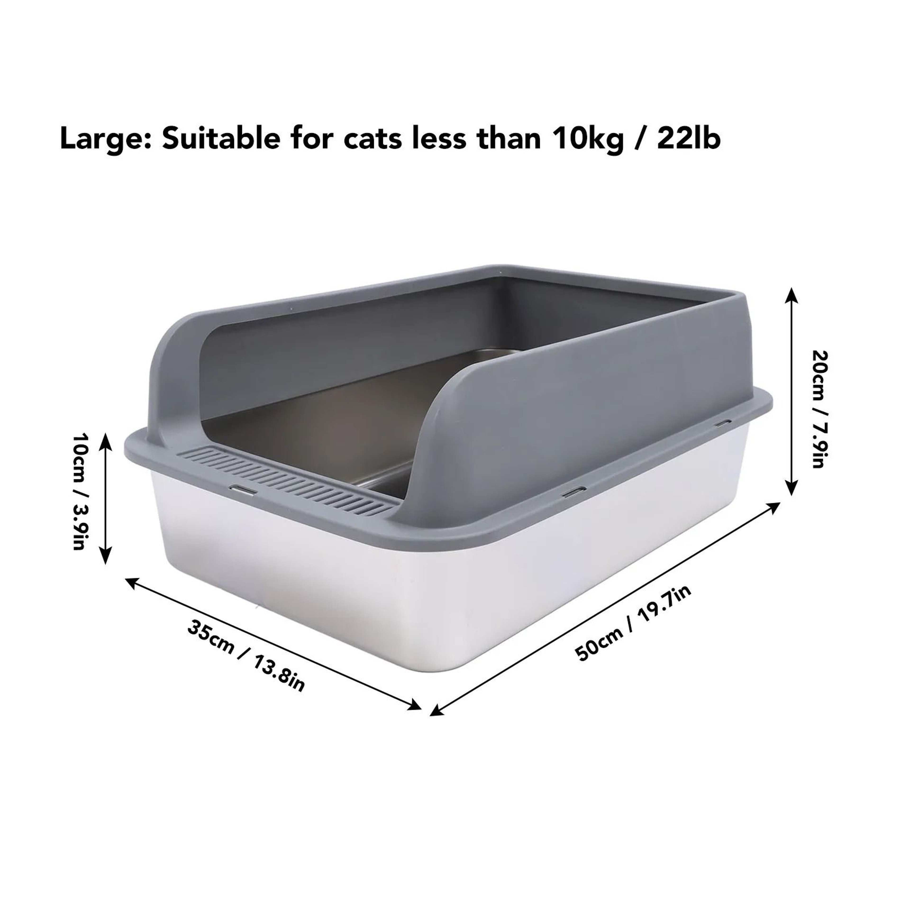 Stainless Steel Cat Litter Box With Lid Anti Splash Easy Clean Tray For Large Cats 3