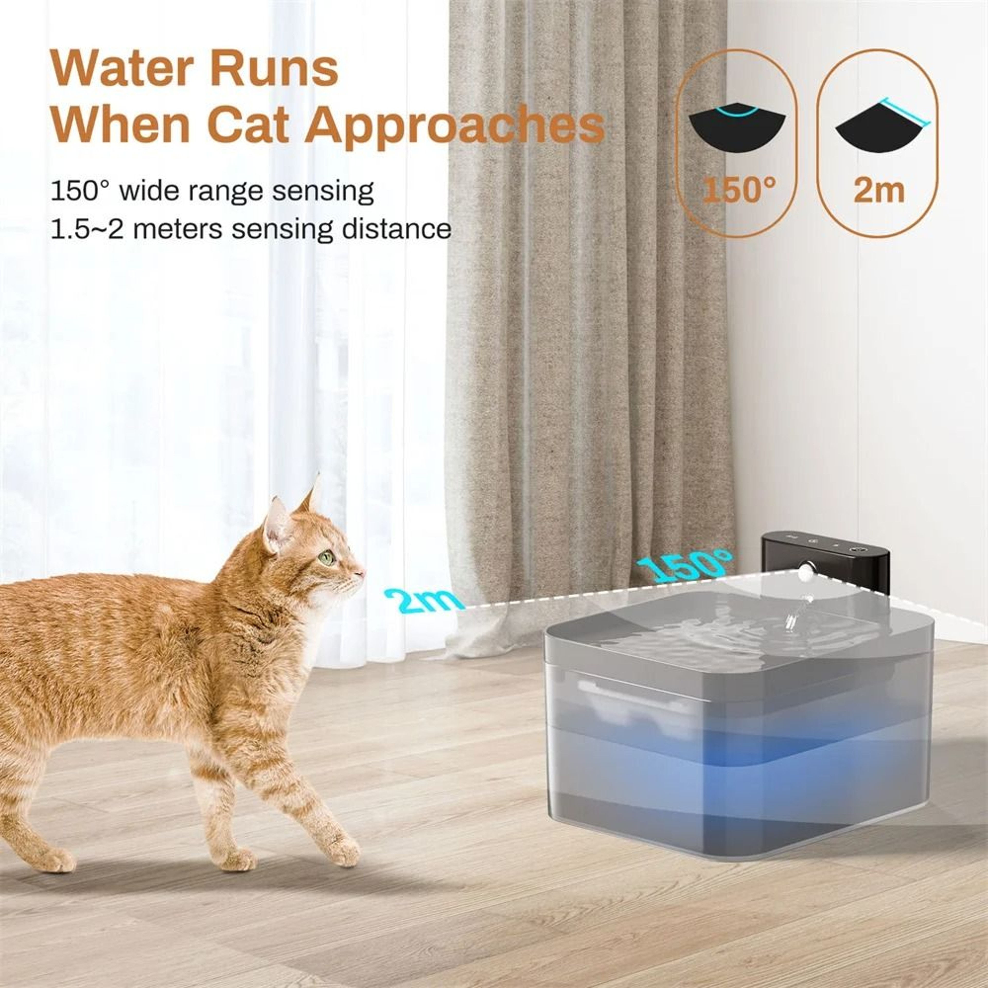 22L Wireless Cat Water Fountain With Motion Sensor 0