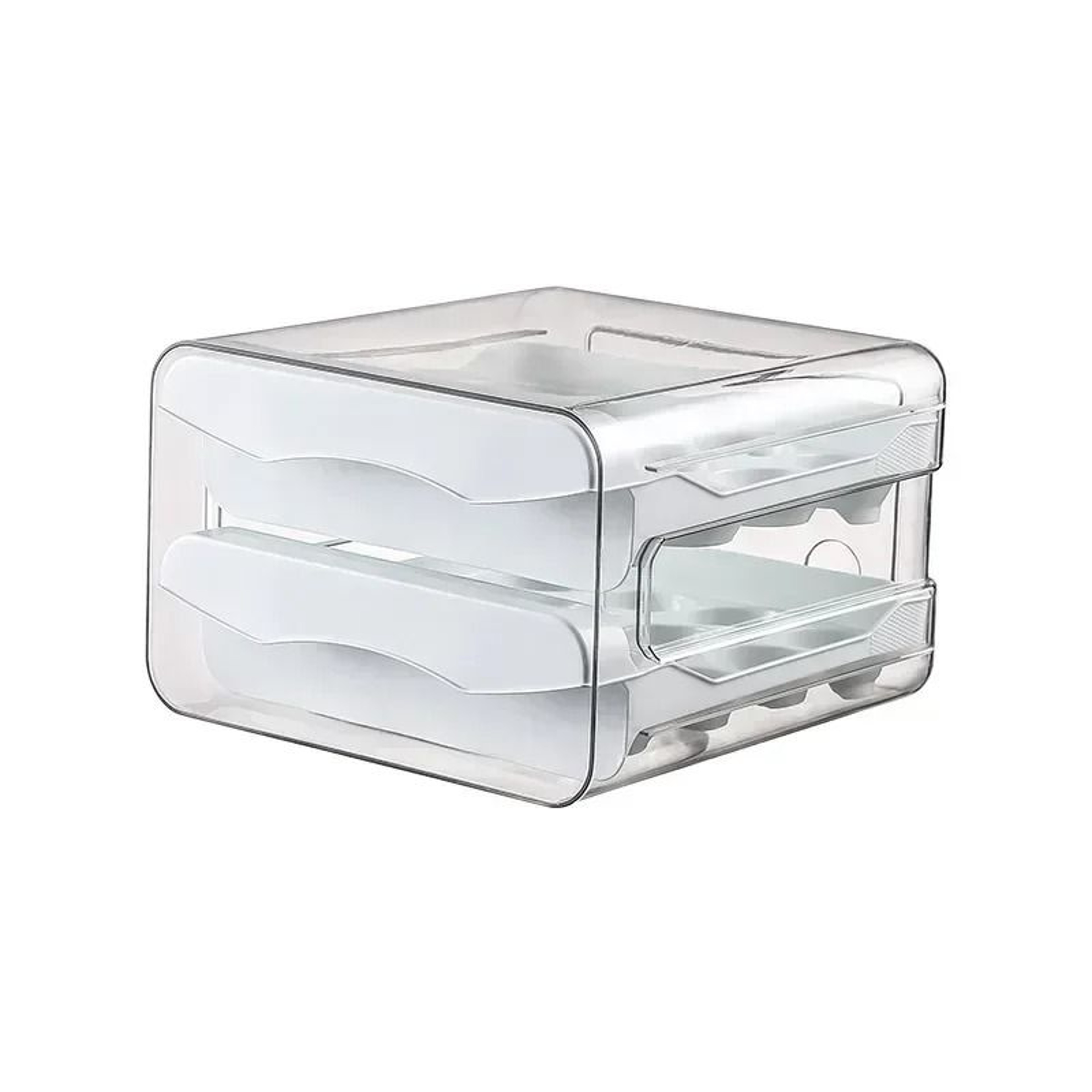 Double Layer Automatic Rolling Egg Holder For Refrigerator Drawer Kitchen Storage Box 3