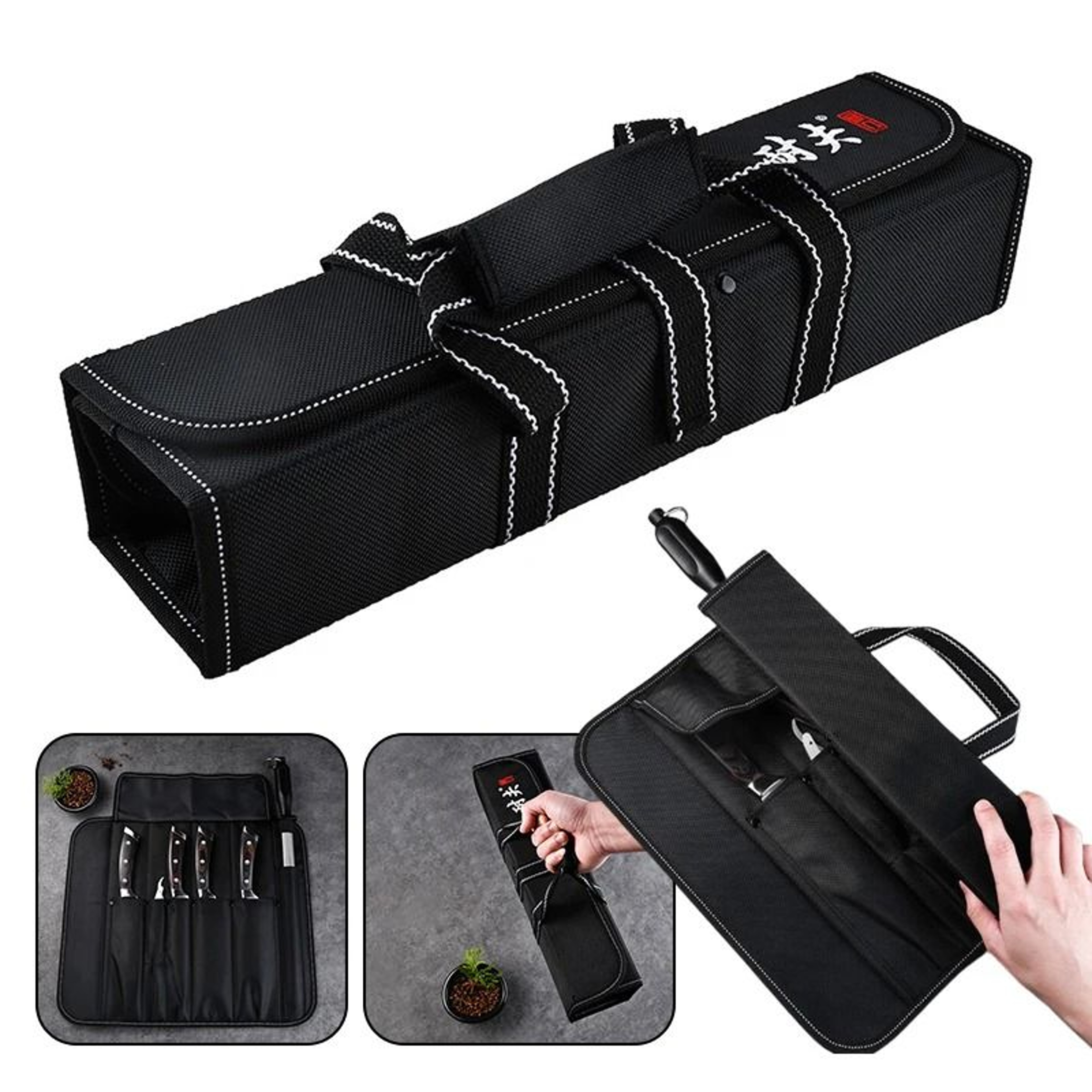 Portable Six Pocket Chef Knife Roll Bag For Kitchen Tools And Storage 6