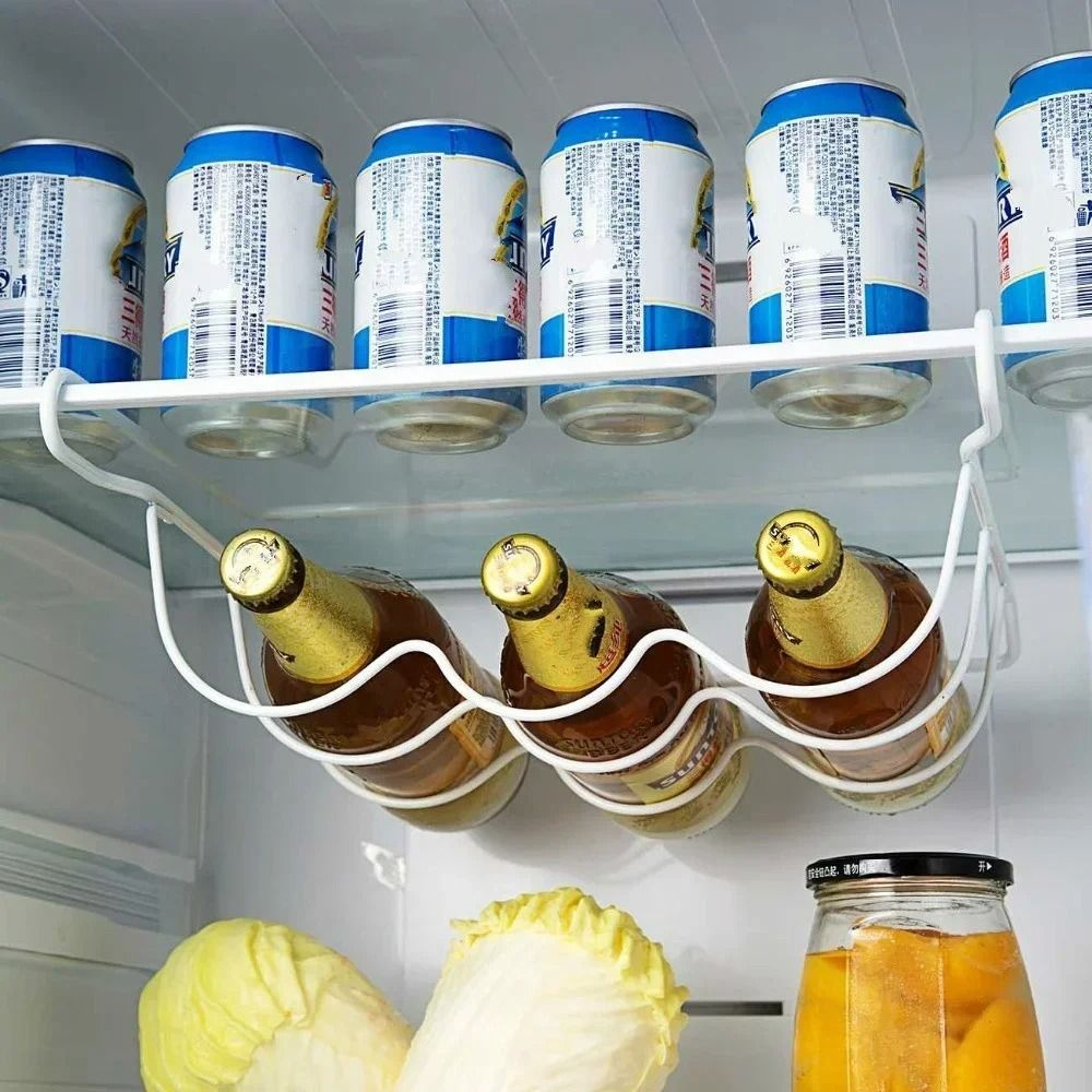 Refrigerator Bottle Holder Rack For Beer Wine Drinks And Kitchen Shelf Storage 4