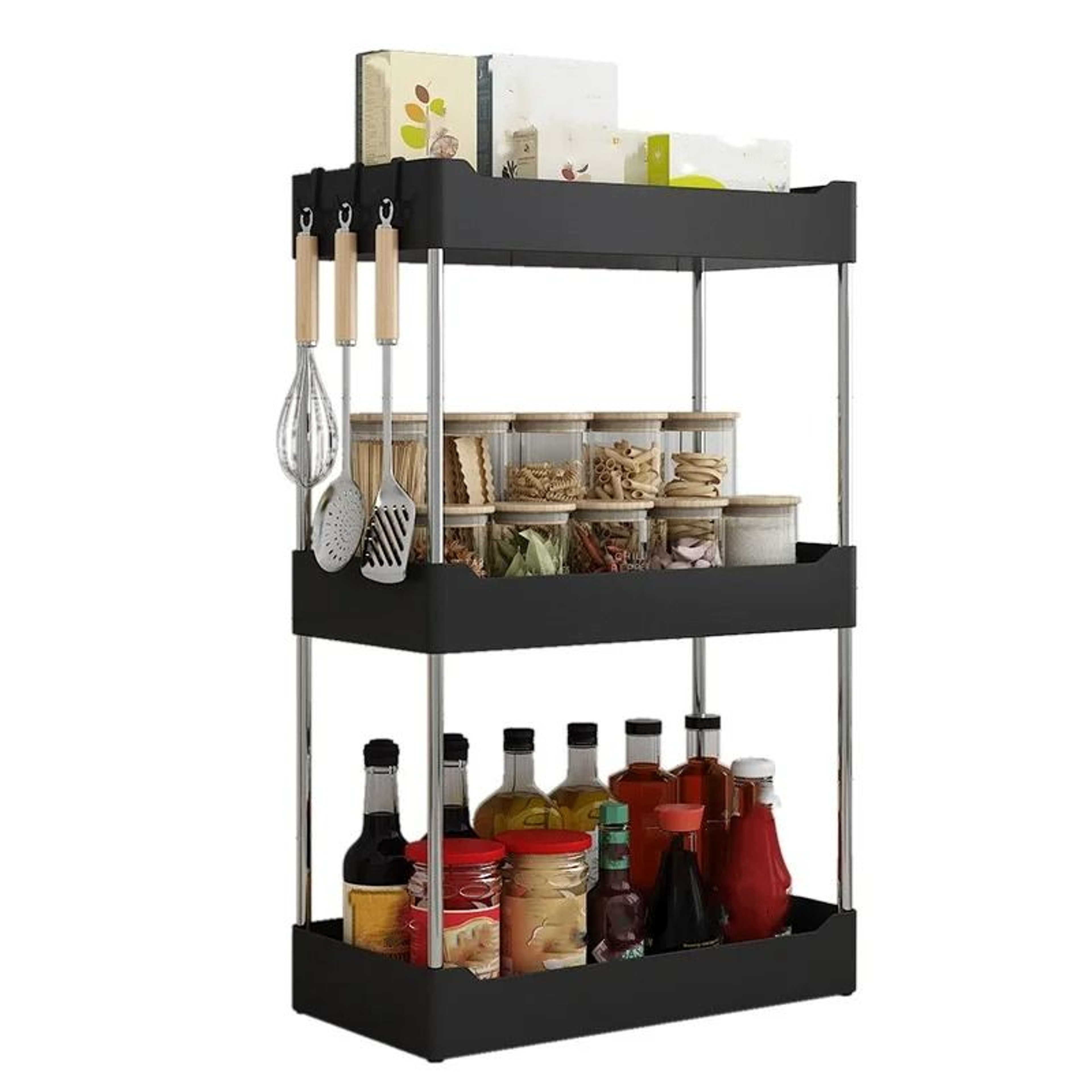 Multi Layer Kitchen Spice Storage Rack For Countertop Seasoning Bottles And Utensils 0