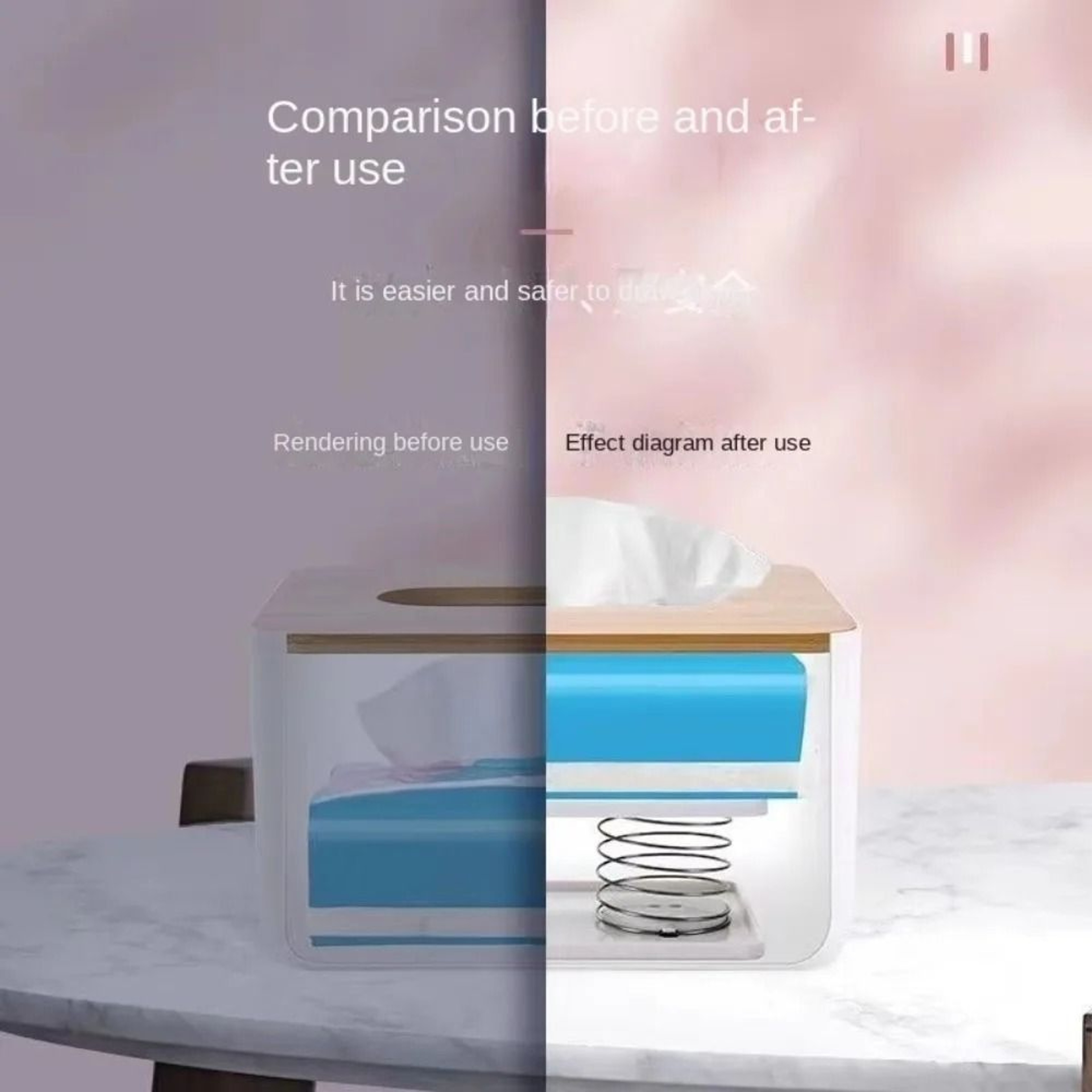 Double Spring Tissue Box Lift Tray For Paper Towels And Easy Pulling 3