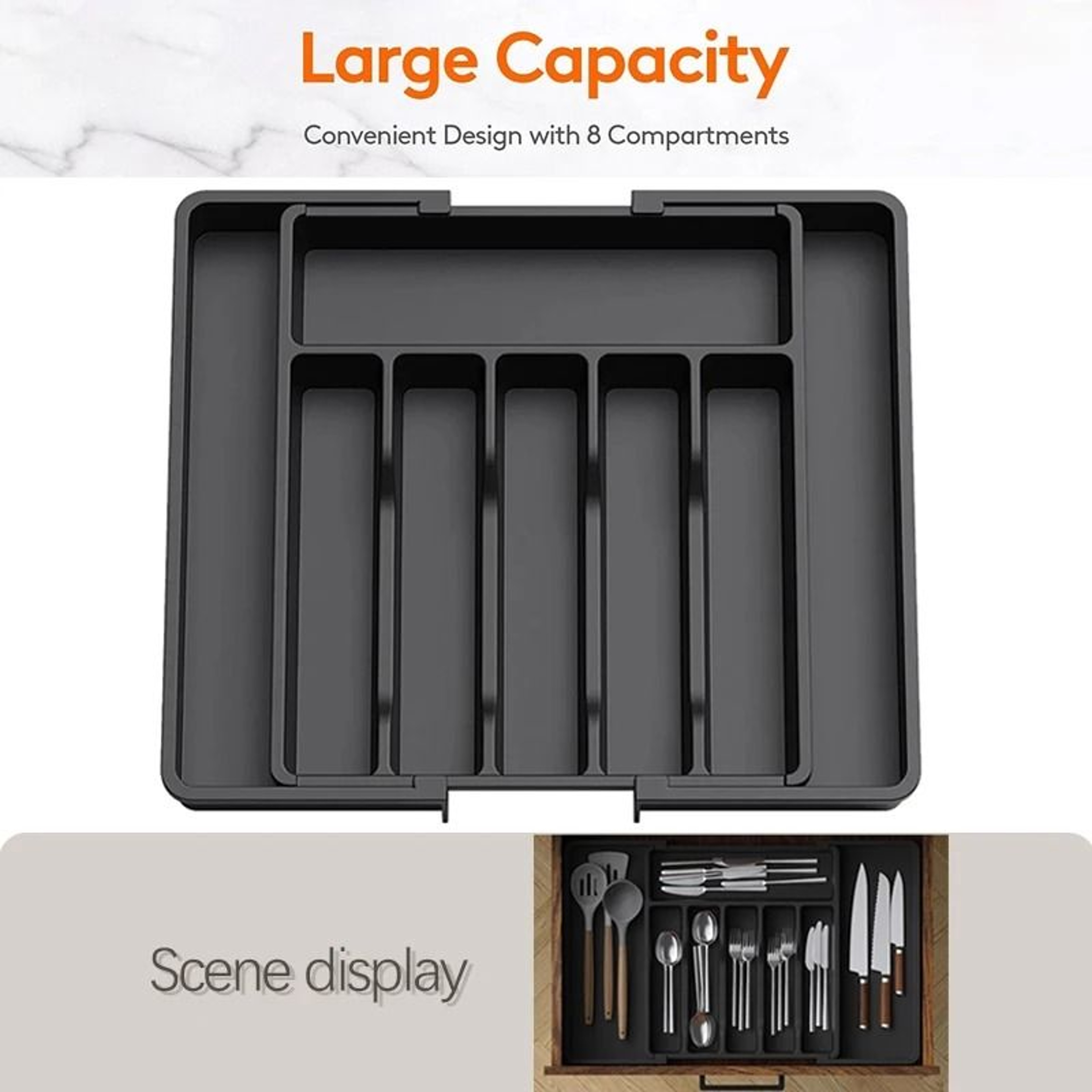 Expandable Utensil Tray Drawer Organizer For Silverware Spoons Forks And Kitchen Storage 0