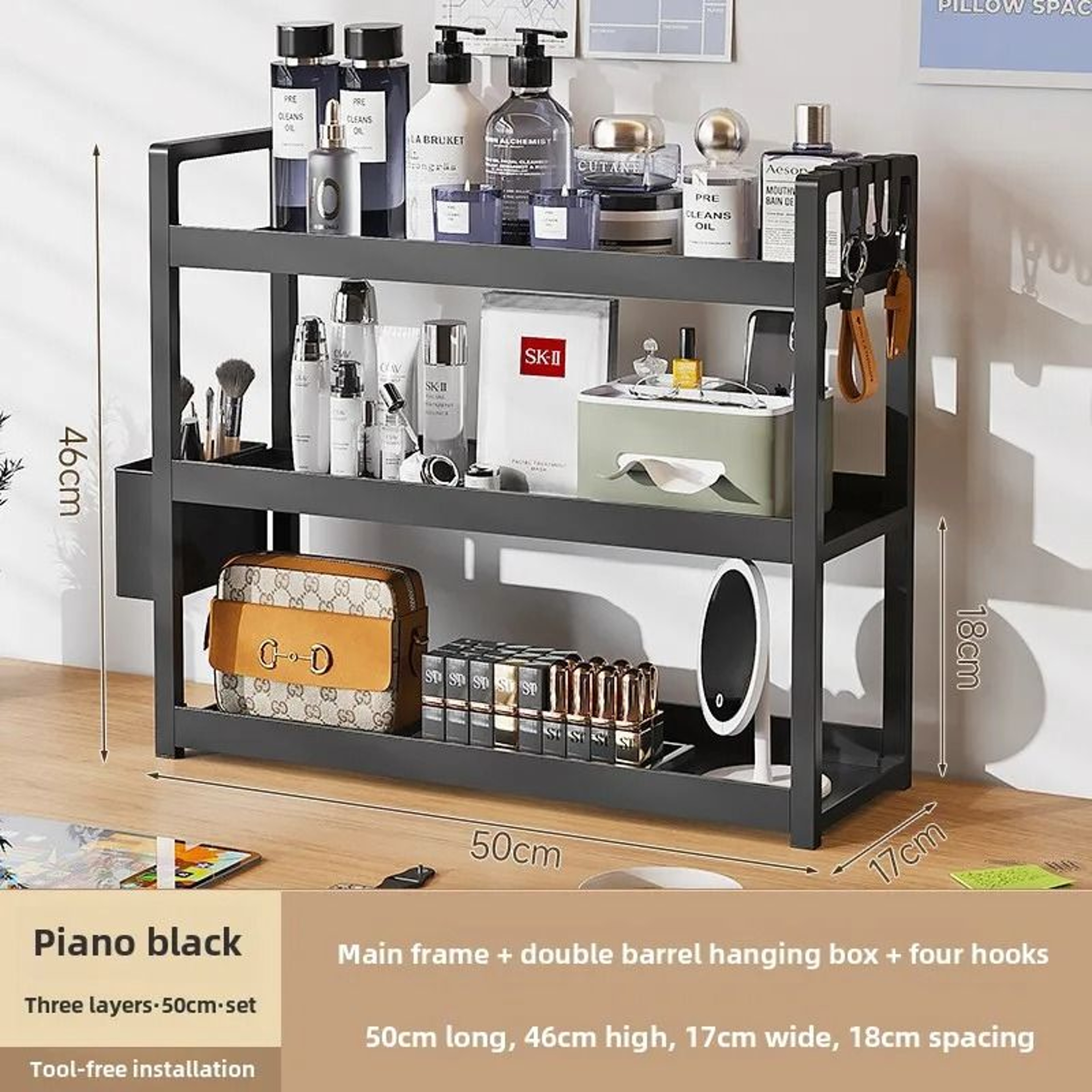 Three Tier Desktop Storage Shelf For Desk Kitchen Dorm And Bathroom Organization 1