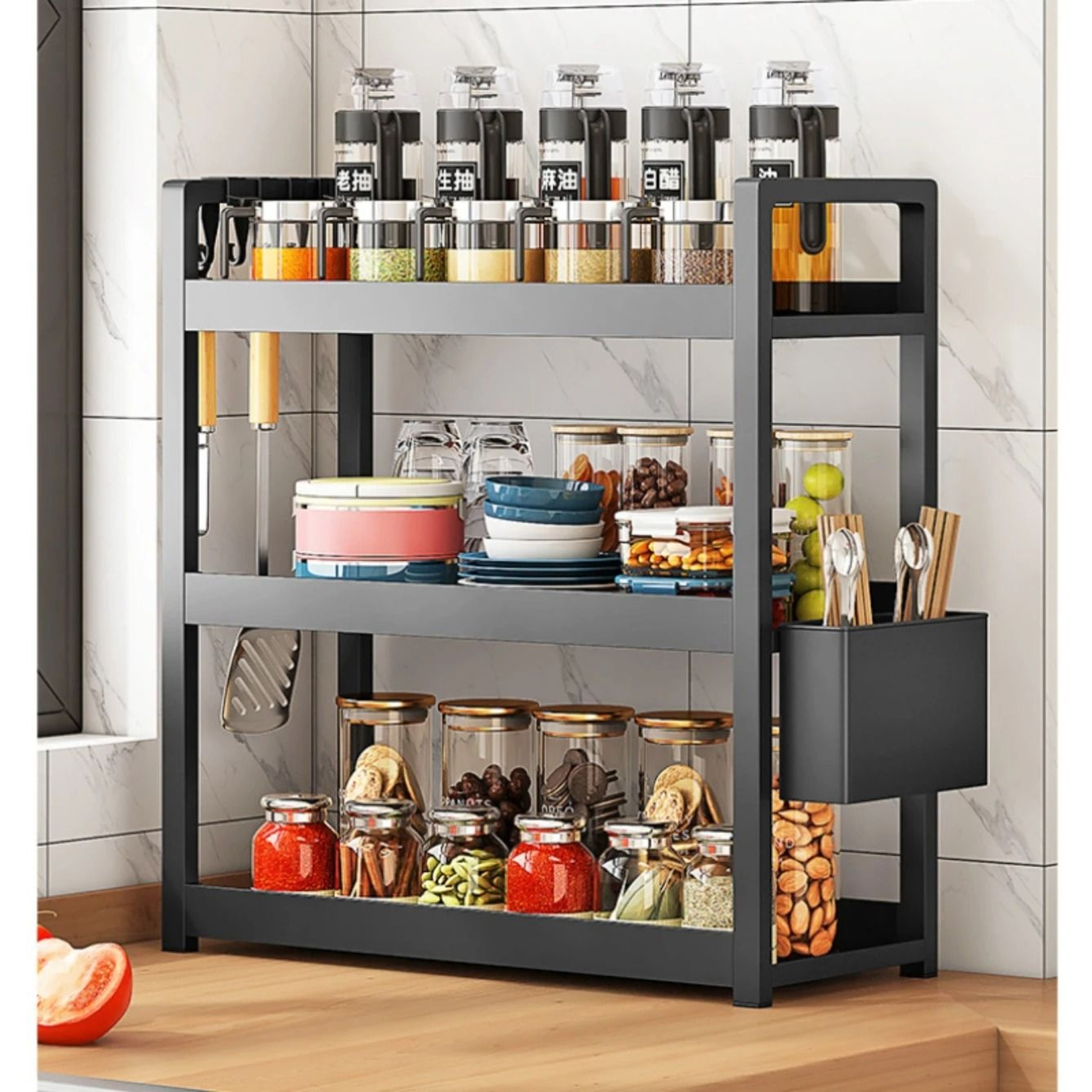 Three Tier Desktop Storage Shelf For Desk Kitchen Dorm And Bathroom Organization 4