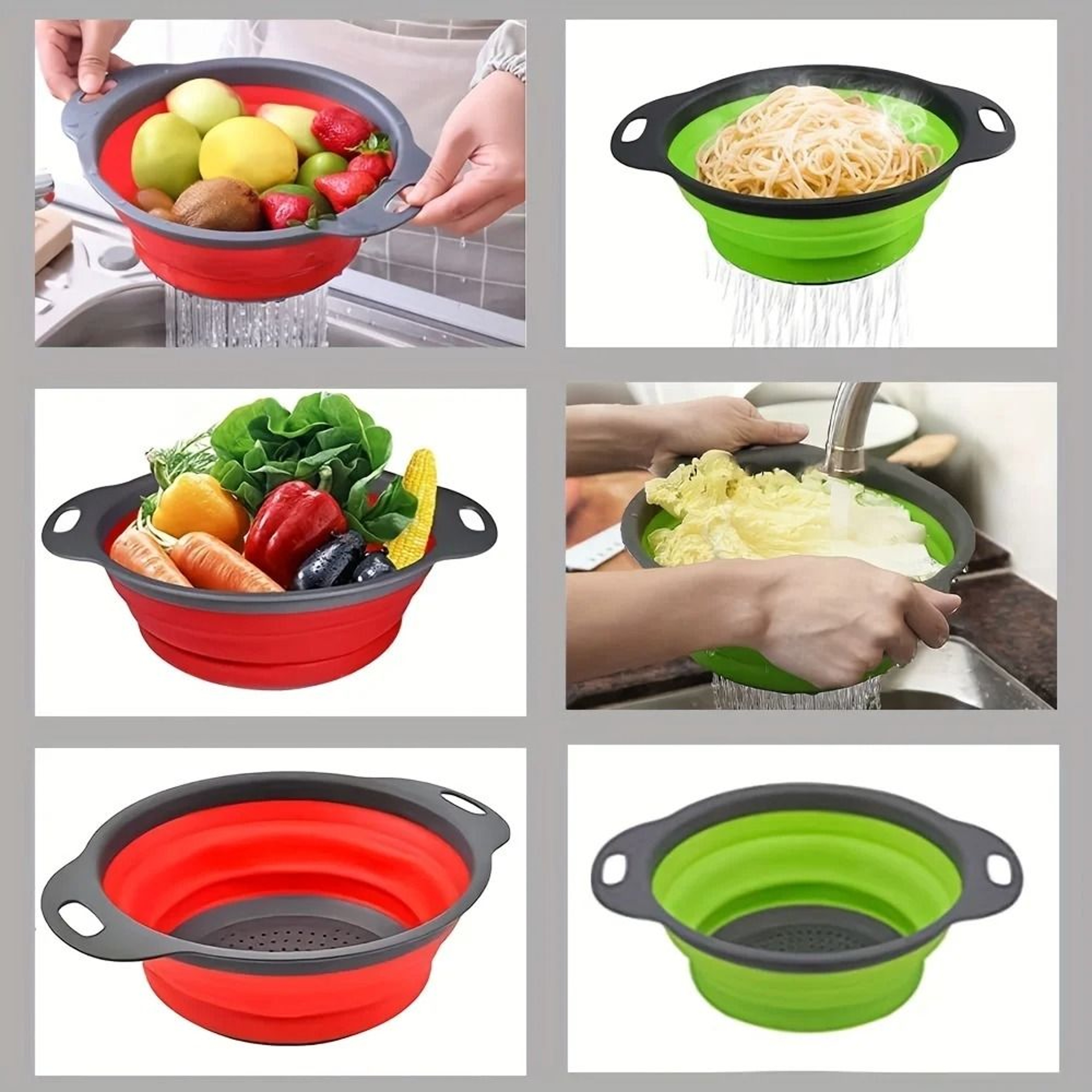 Collapsible Fruit Washing Basket Foldable Kitchen Drain Strainer 8