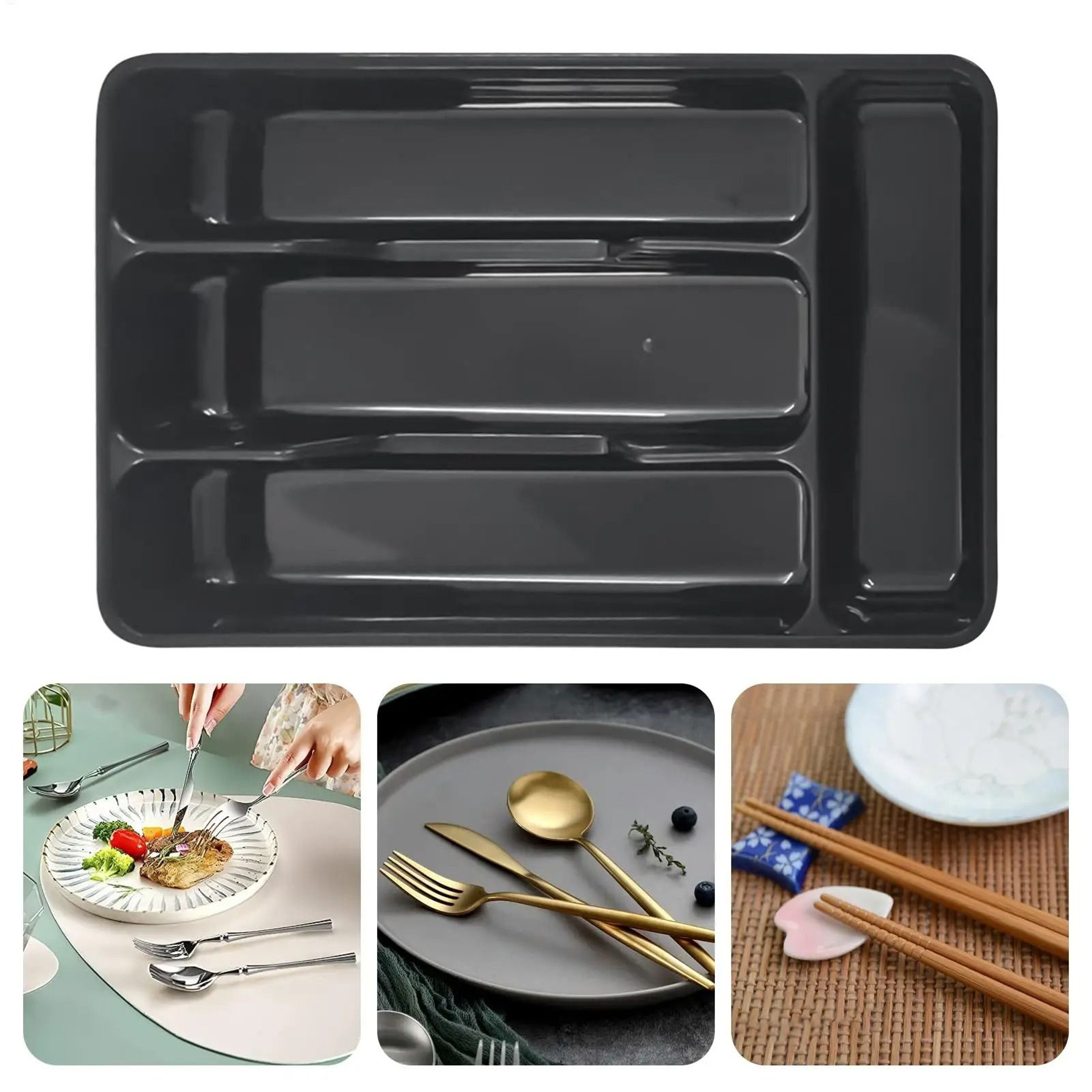 Compact Silverware Organizer Four Compartment Flatware Holder 3