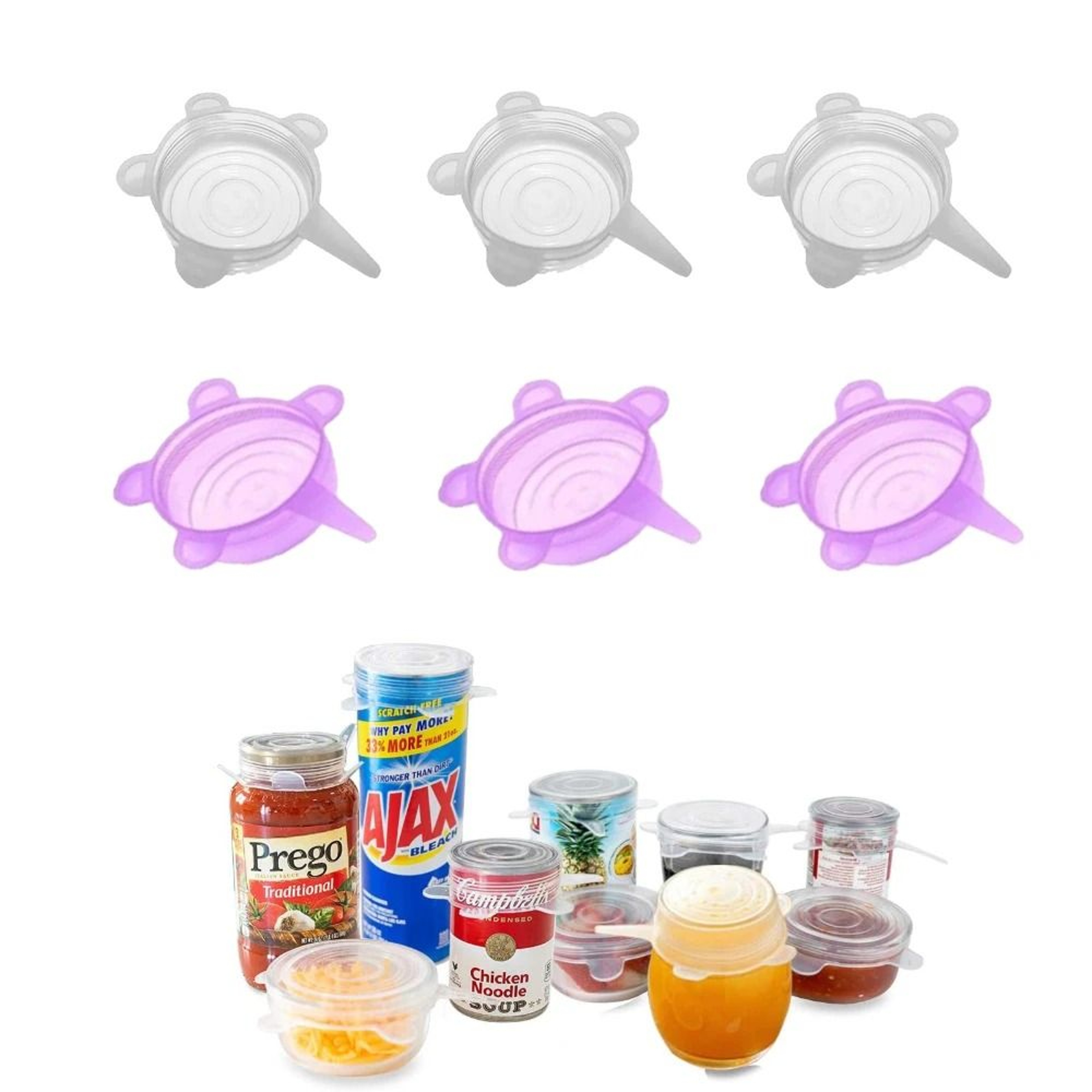 6 PCS Silicone Can Covers Reusable Stretch Lids For Jars Bowls And Yogurt Cups 11