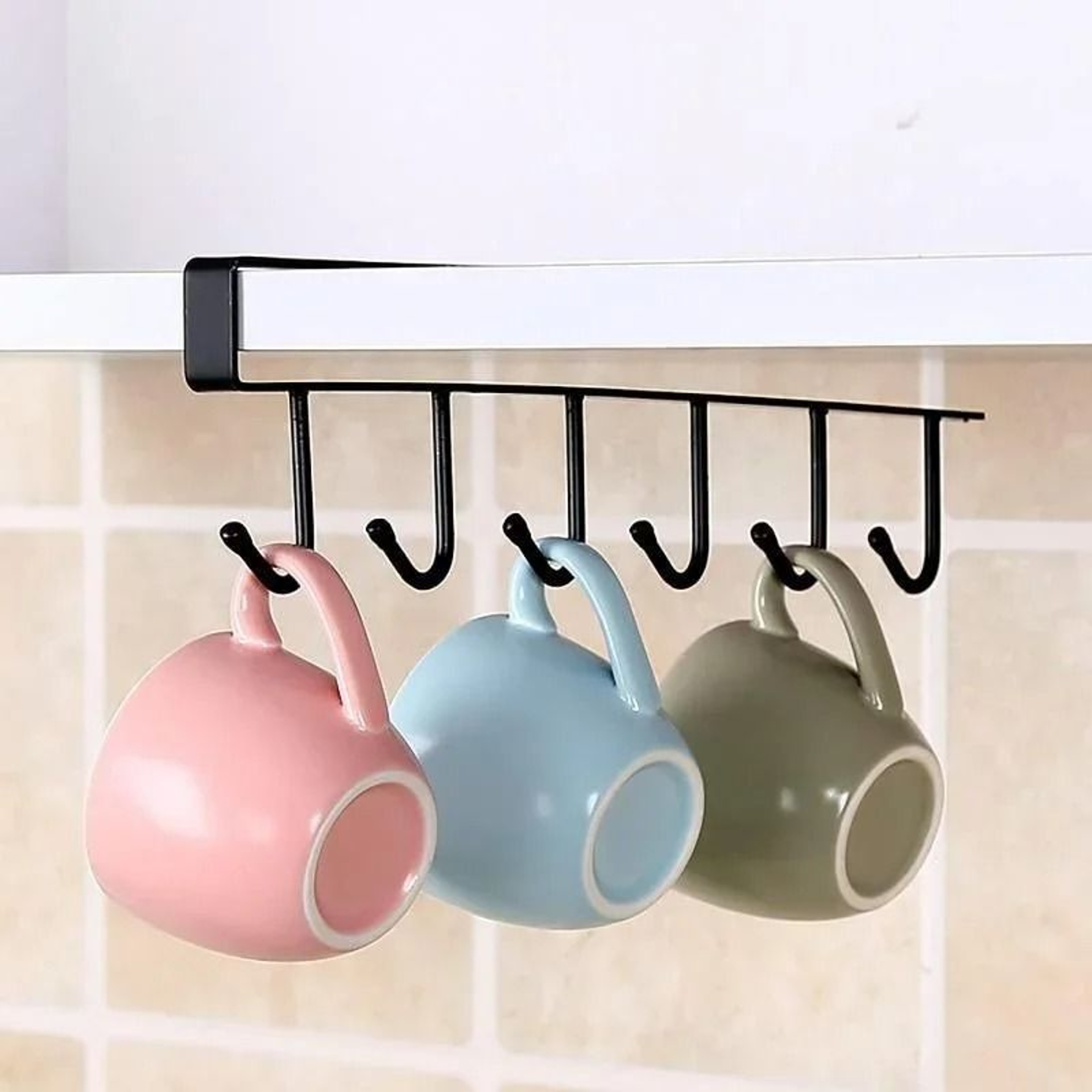 Six Hook Mug Holder Under Shelf Kitchen Storage Rack 4