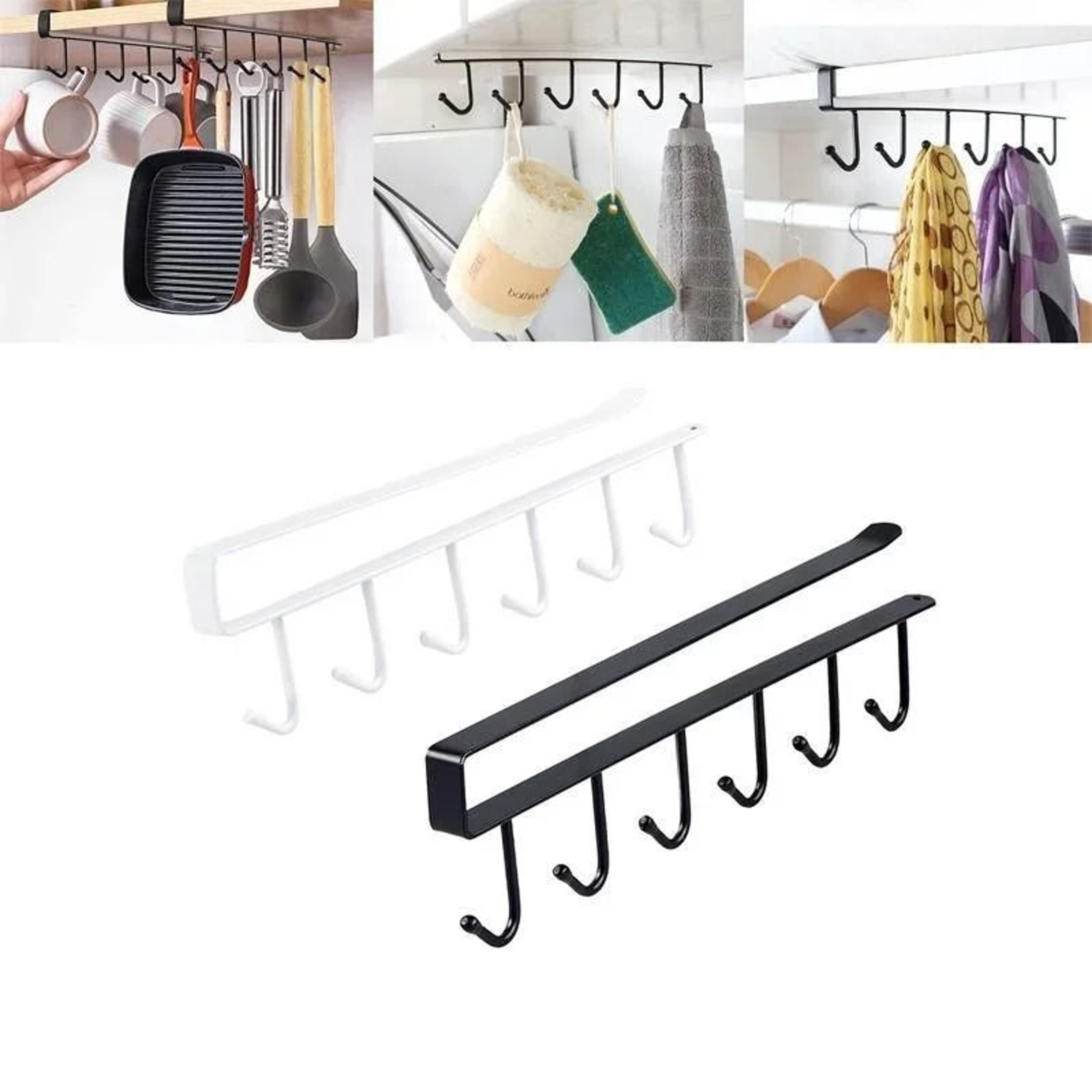 Six Hook Mug Holder Under Shelf Kitchen Storage Rack 0