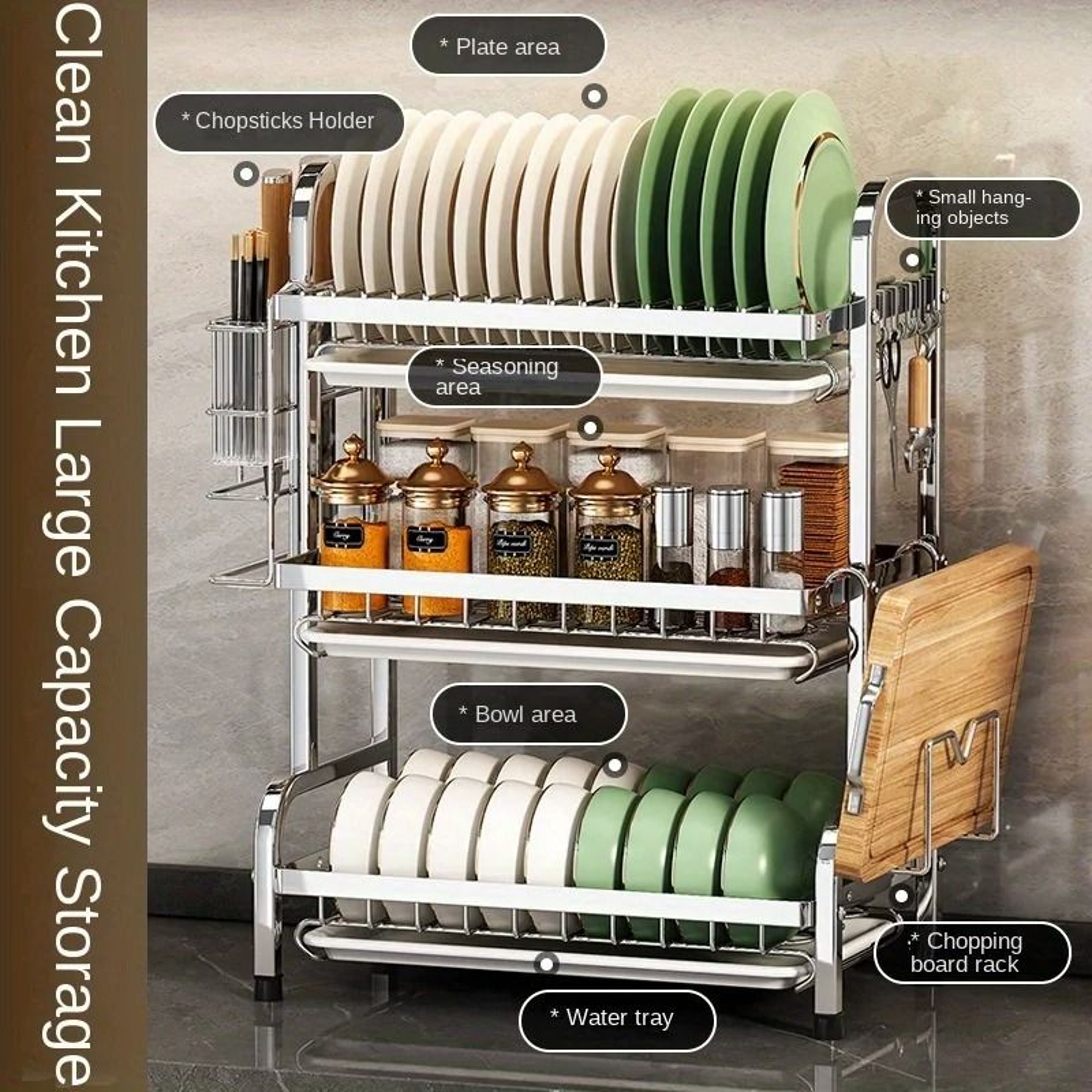 Compact Dish Drying Rack With Drainboard And Utensil Holder 6