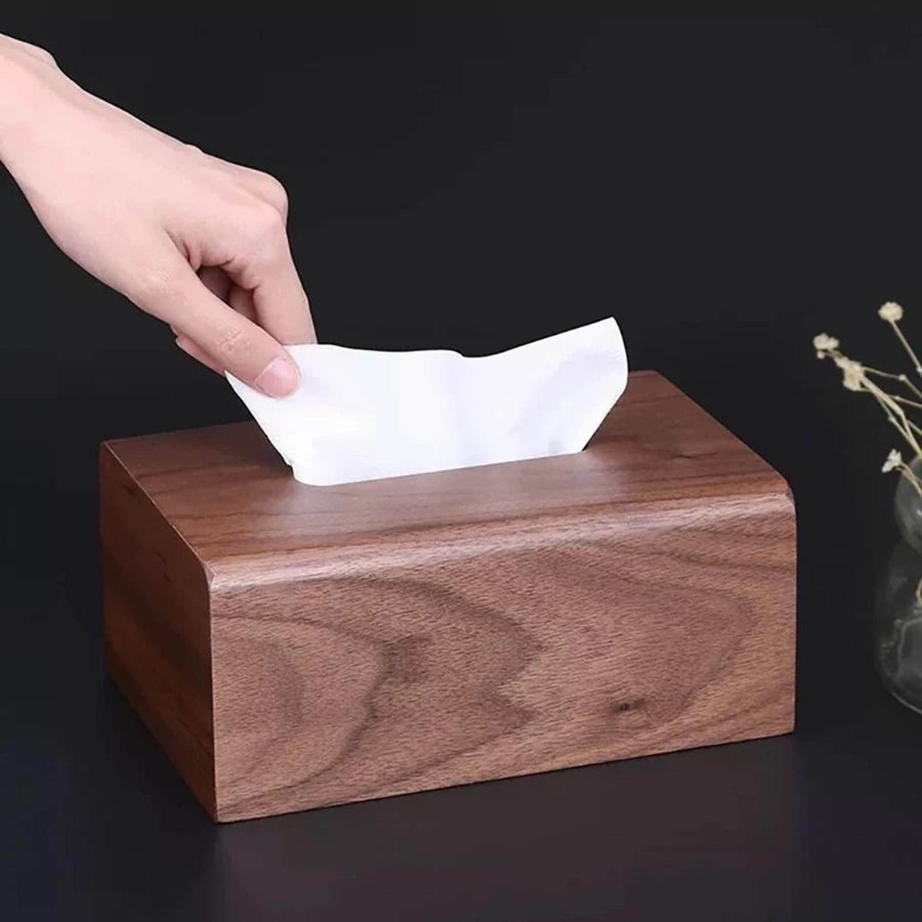 Solid Wood Walnut Tissue Box Cover For Home Decor 0