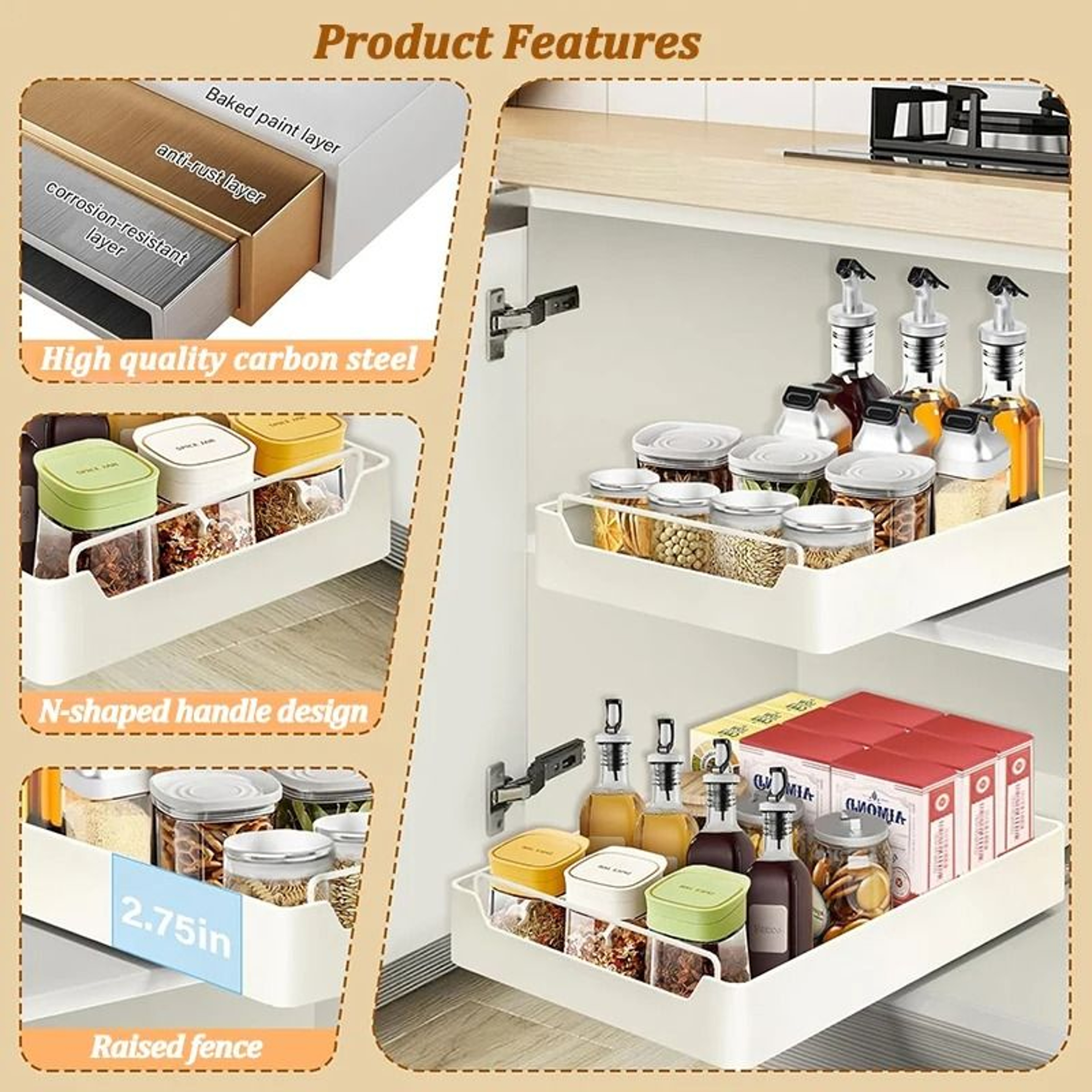 Pull Out Kitchen Storage Box And Cabinet Organizer Basket 8