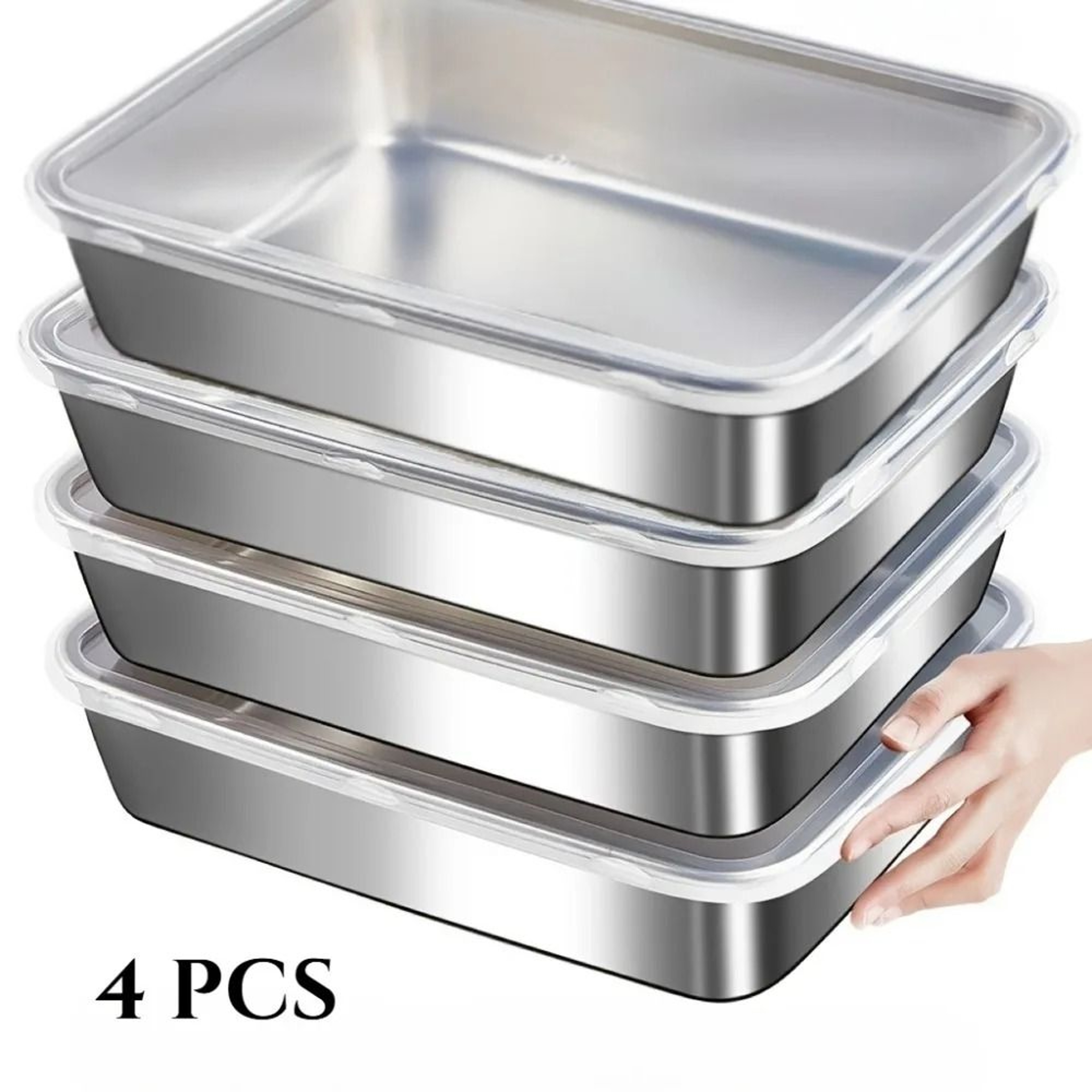 Stainless Steel Baking Pans With Lids For Roasting Vegetables Meat And Oven Meals 0
