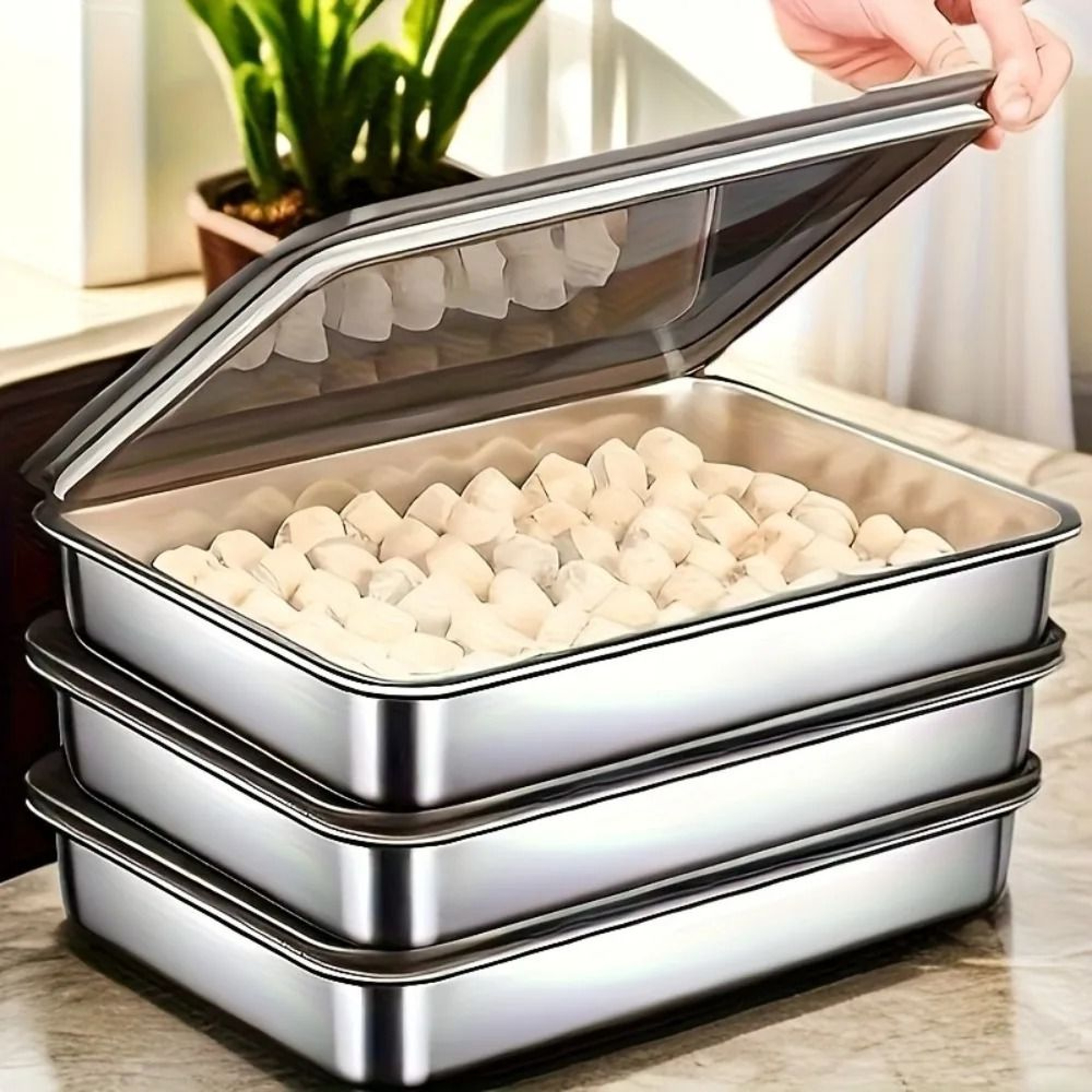 Stainless Steel Baking Pans With Lids For Roasting Vegetables Meat And Oven Meals 6