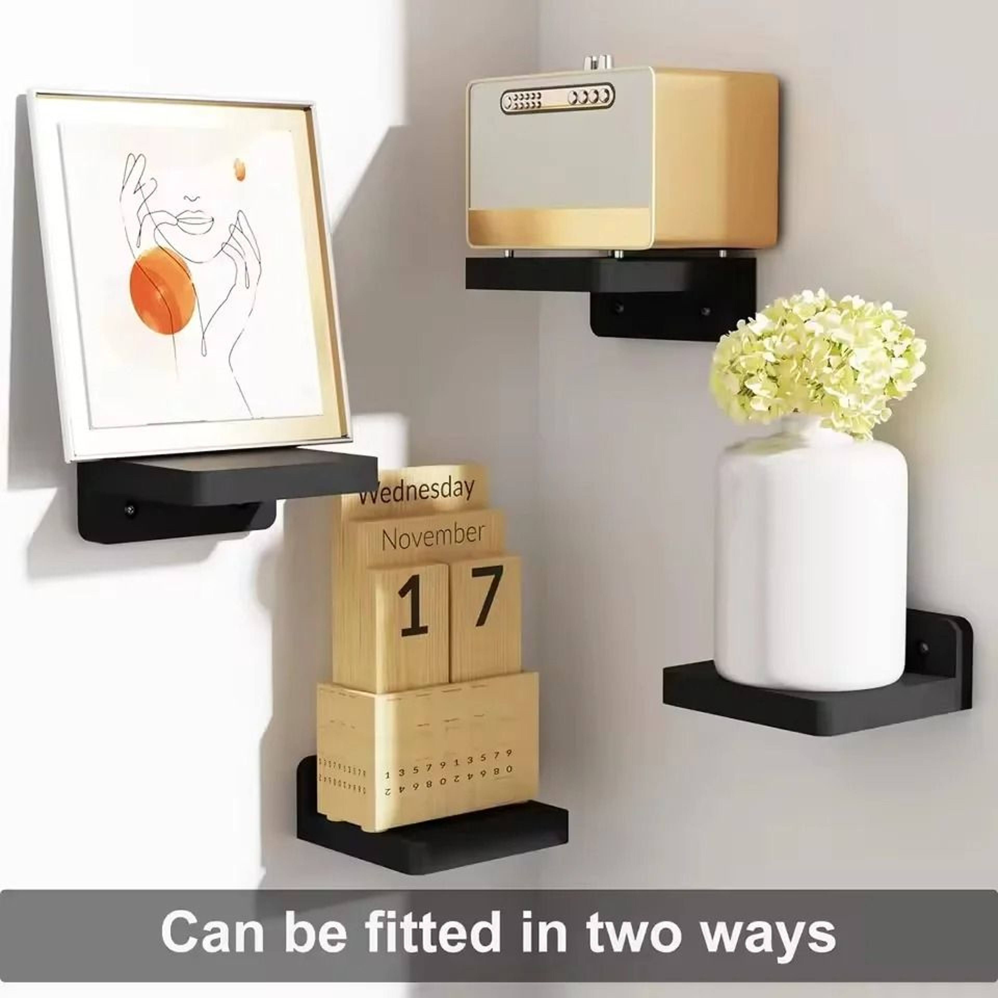White Floating Shelves Rustic Wood Wall Mounted Display Shelf 4
