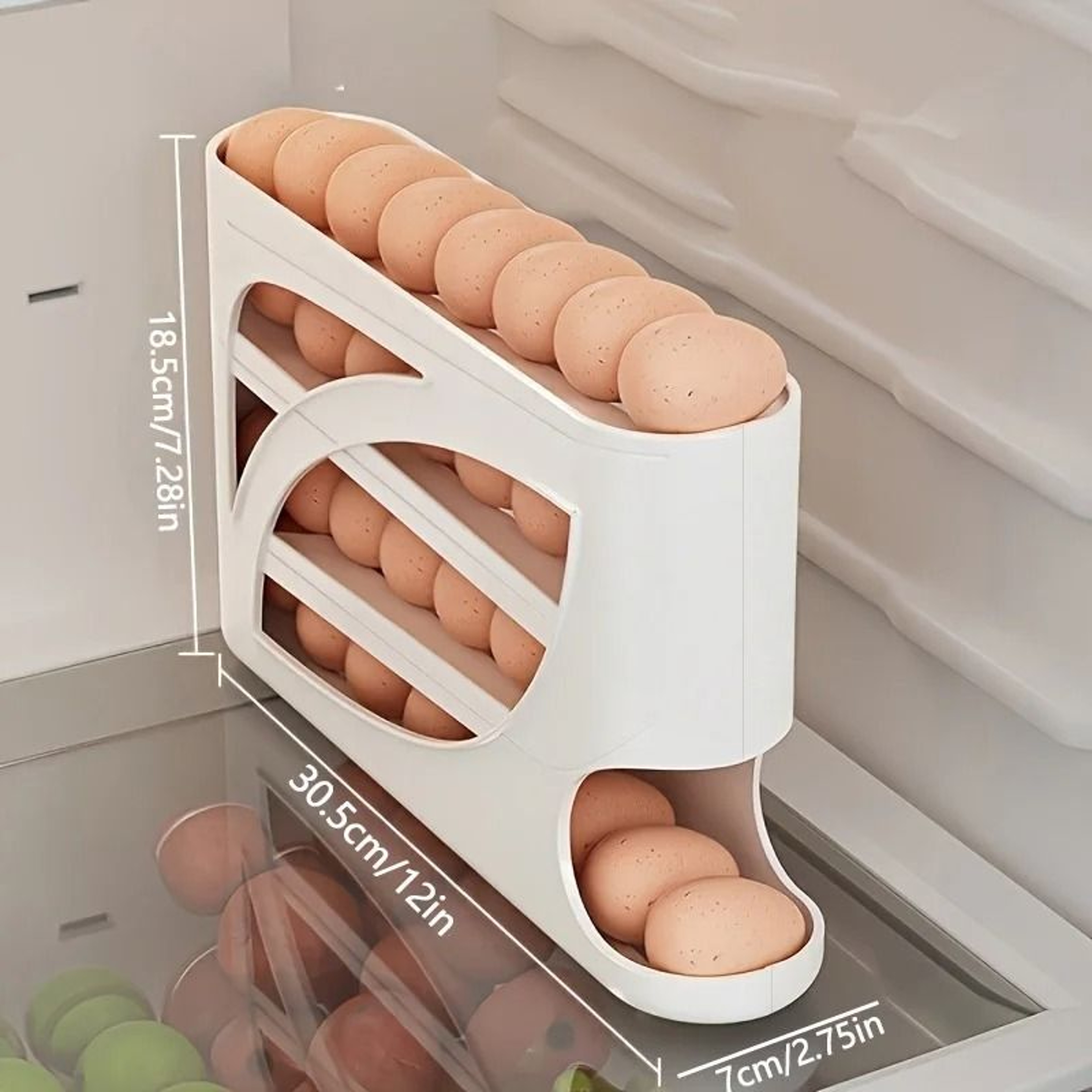 Automatic Rolling Egg Holder Large Capacity Fridge Organizer 1