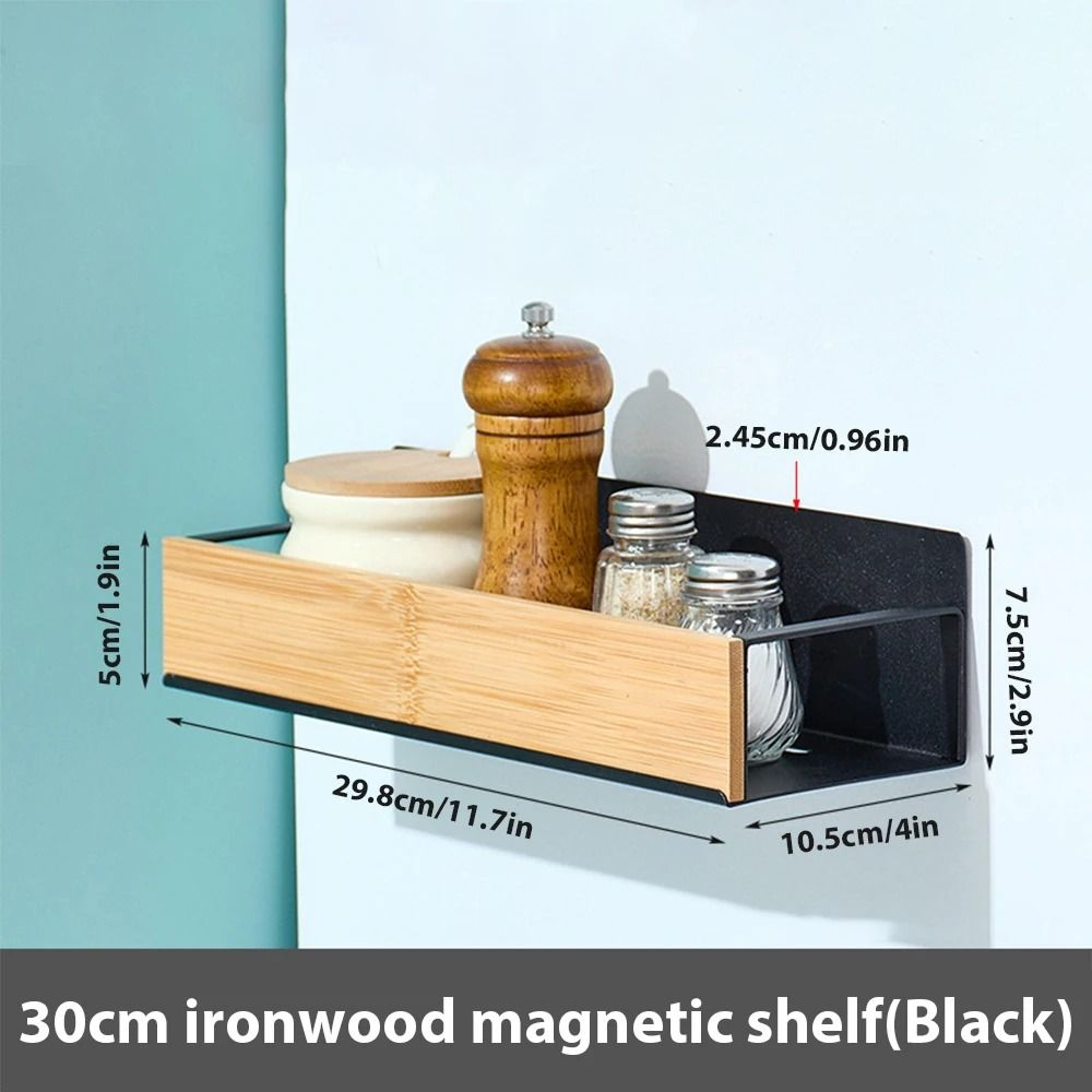 Black Magnetic Fridge Spice Rack Space Saving Kitchen Shelf 3