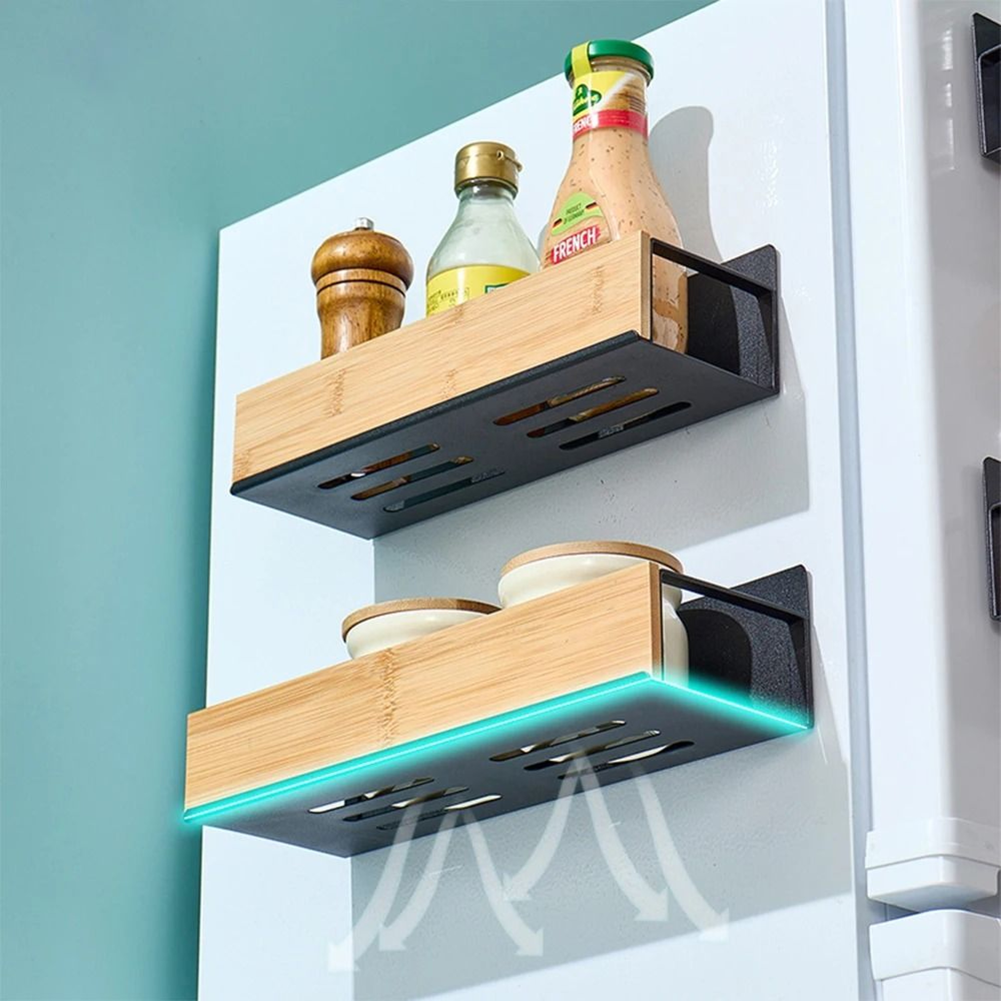 Black Magnetic Fridge Spice Rack Space Saving Kitchen Shelf 8
