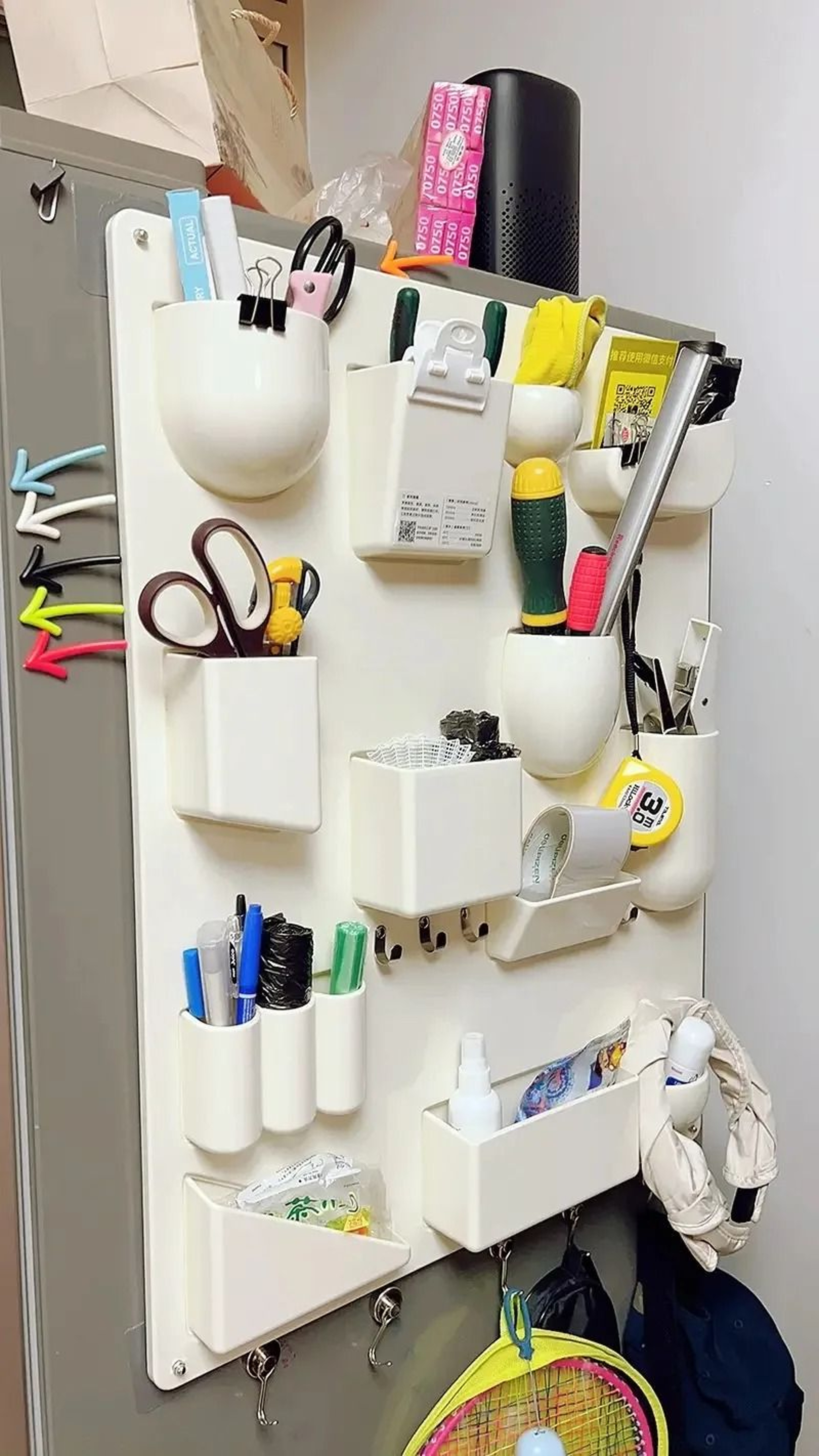 Wall Mounted Storage Rack With Hooks Adjustable Organizer 7