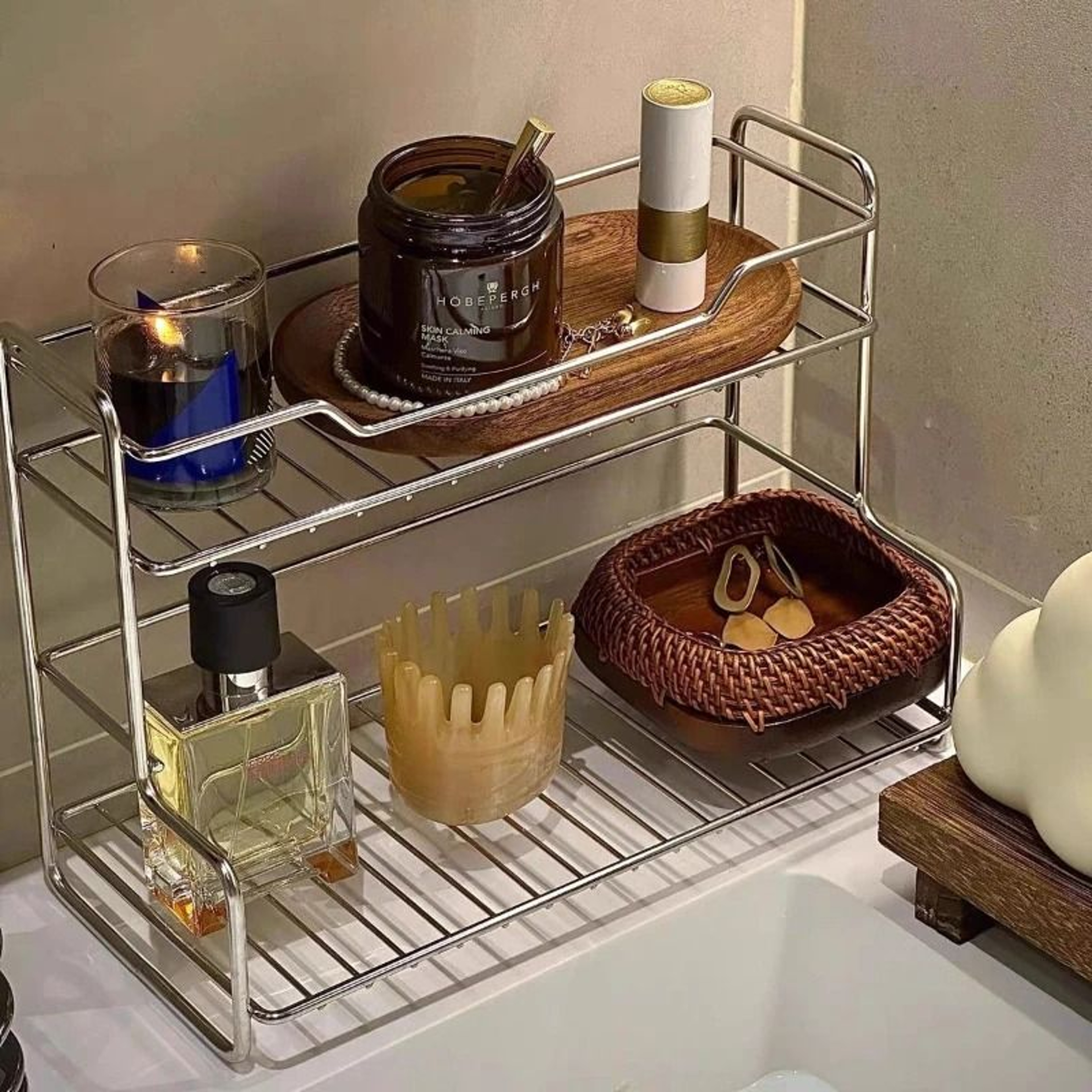 Double Layer Bathroom Storage Rack For Sink And Toiletries 7