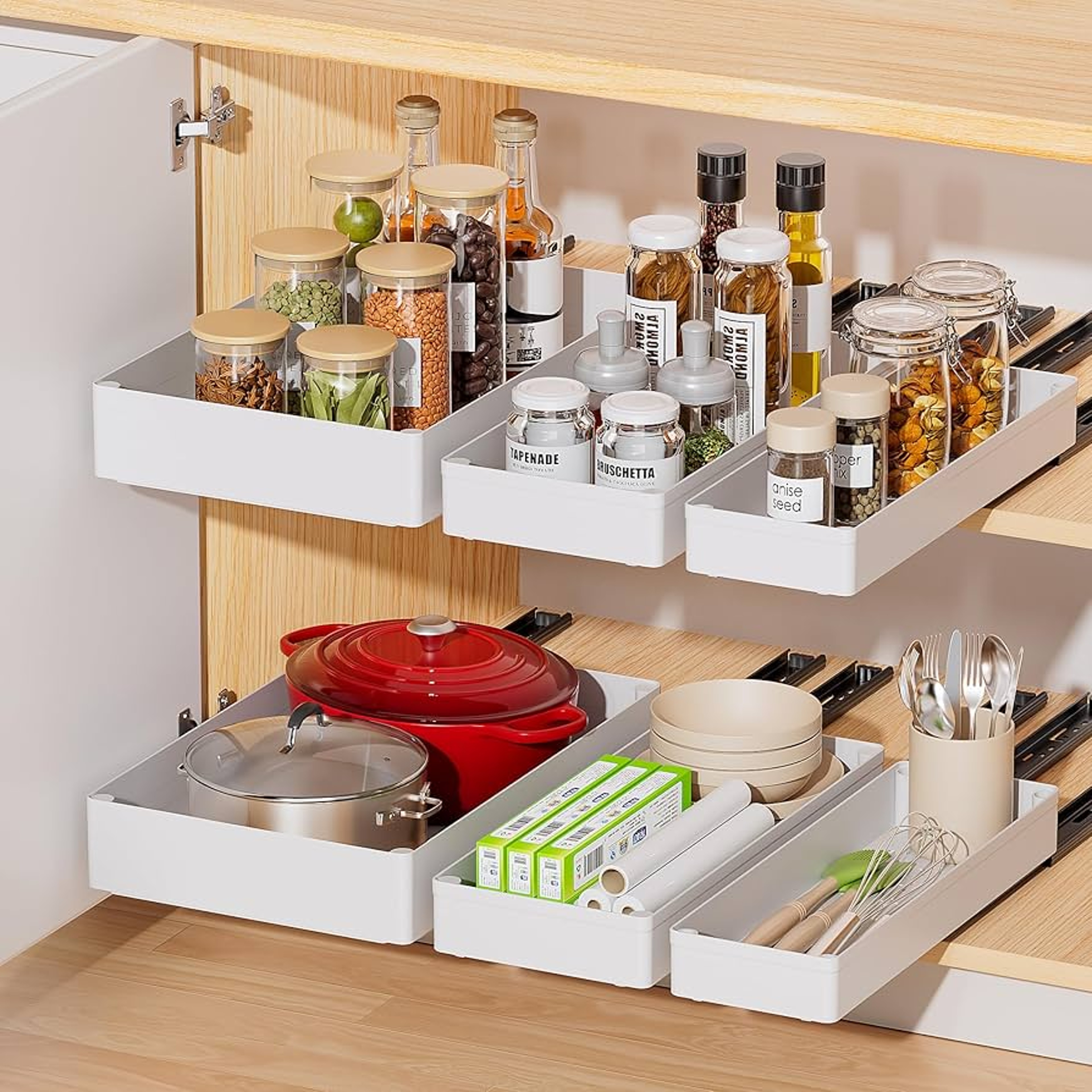 Expandable Pull Out Cabinet Organizer For Kitchen Storage 4