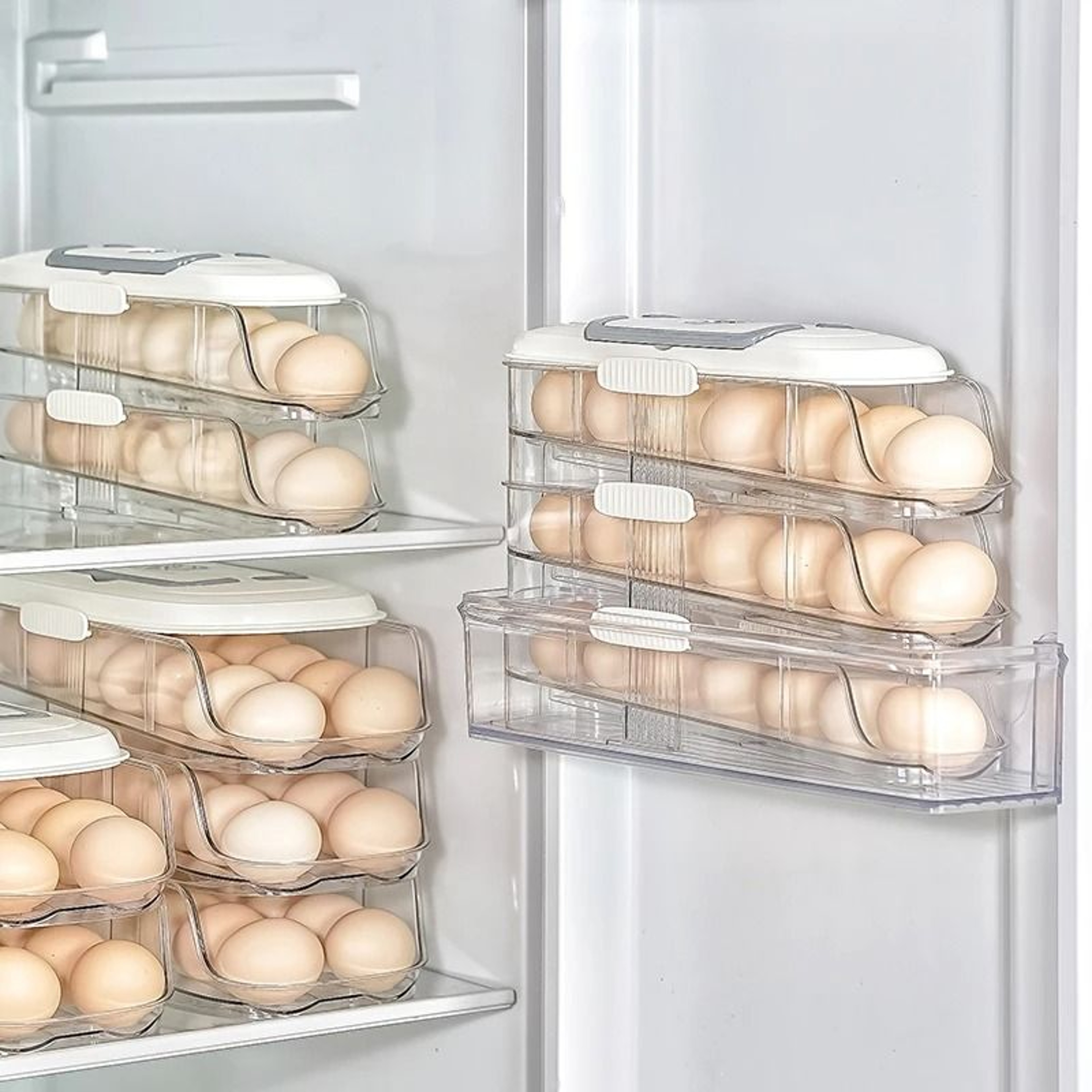 Automatic Rolling Egg Storage Box For Refrigerator Door 7