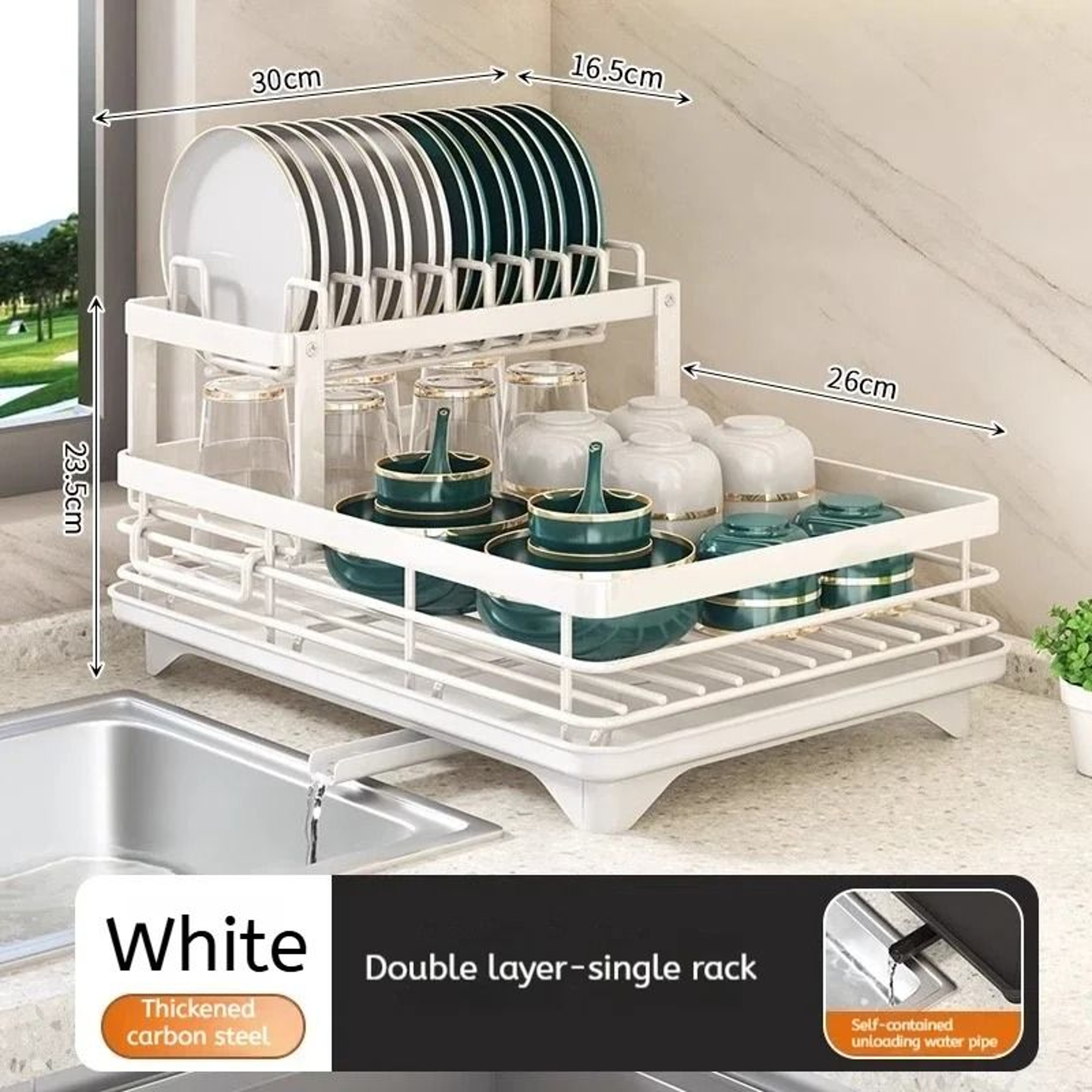 Stainless Steel Dish Drying Rack With Drainboard 5