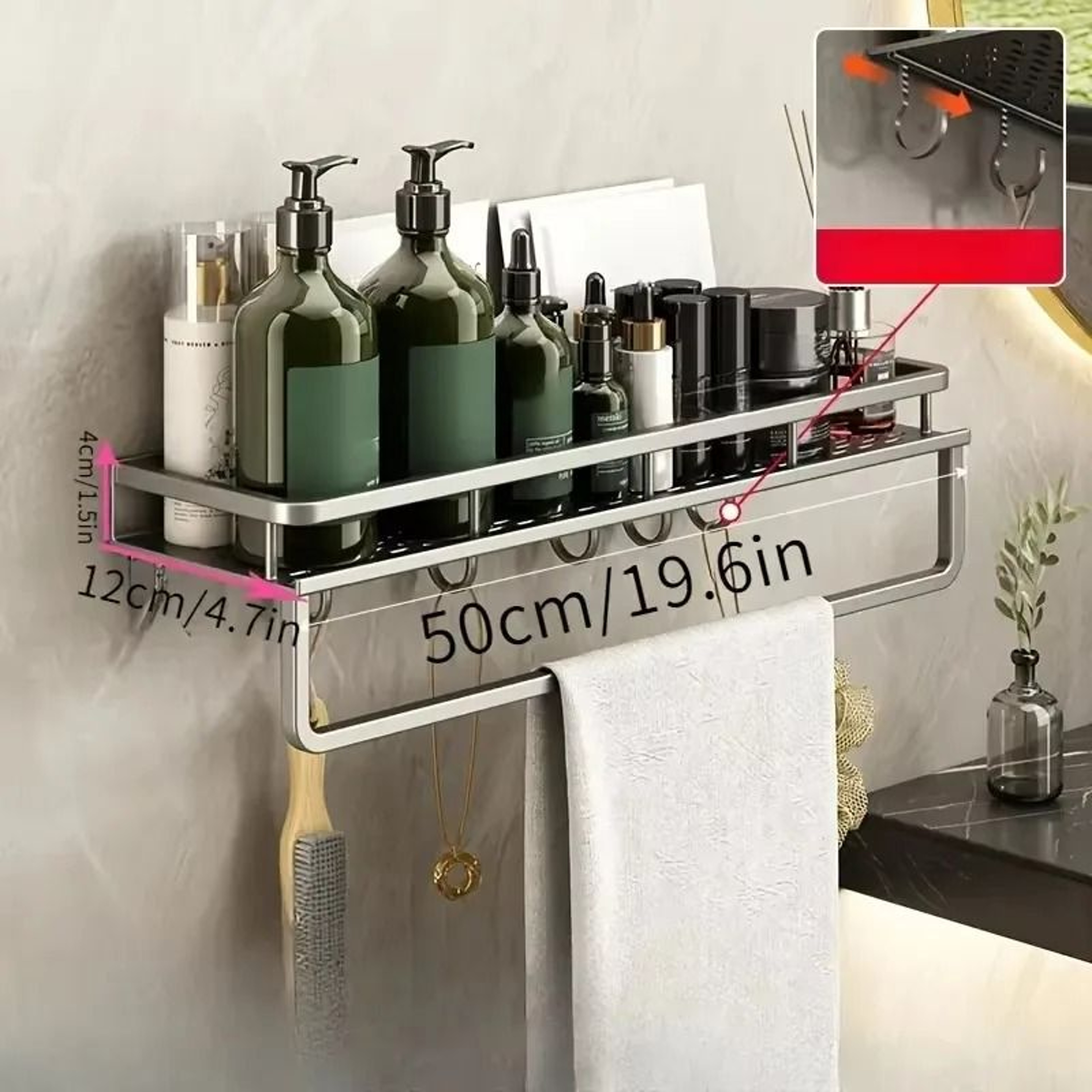 No Drill Aluminum Wall Mounted Spice Rack And Kitchen Shelf 4