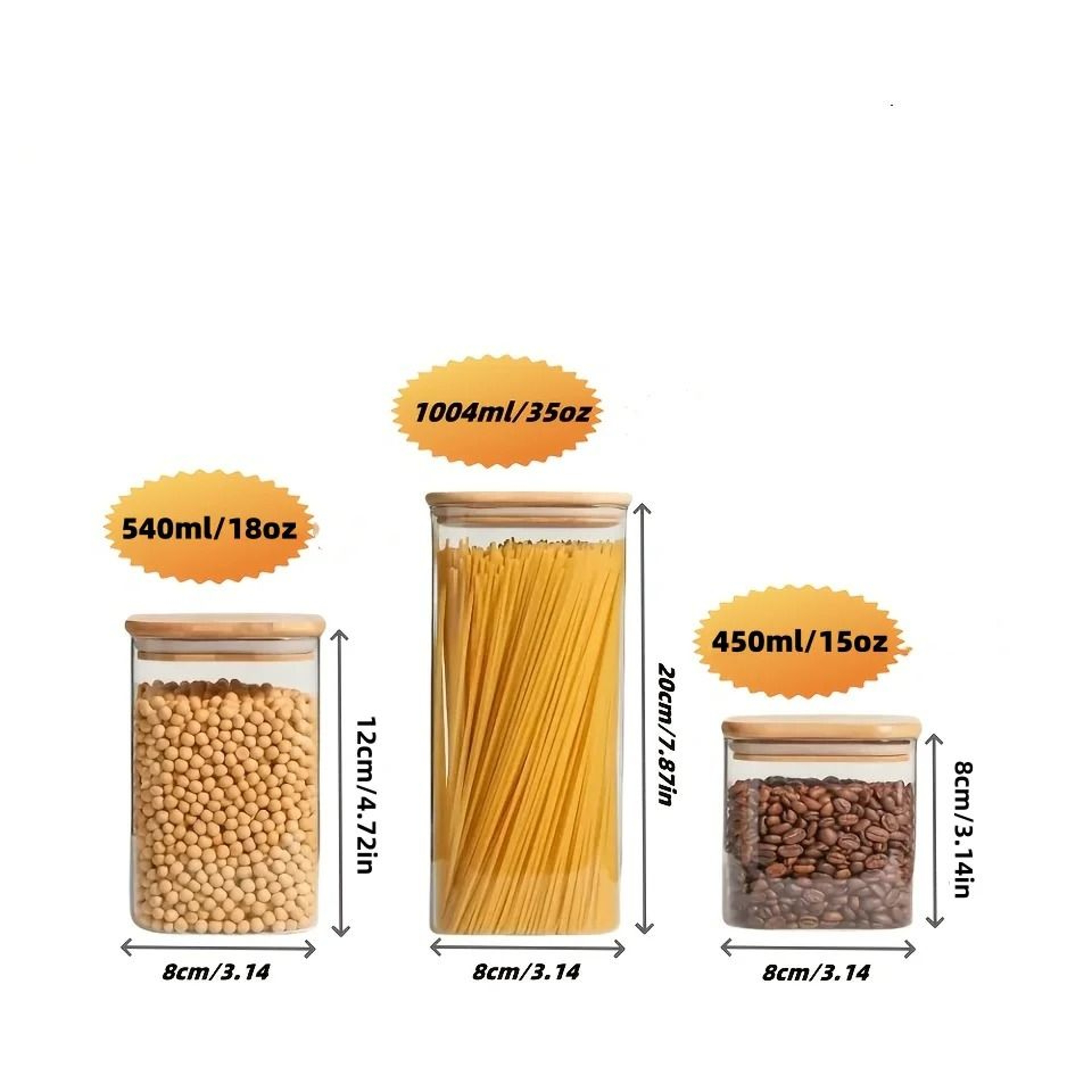 Square Glass Storage Jars With Bamboo Lids For Pantry Organization 14