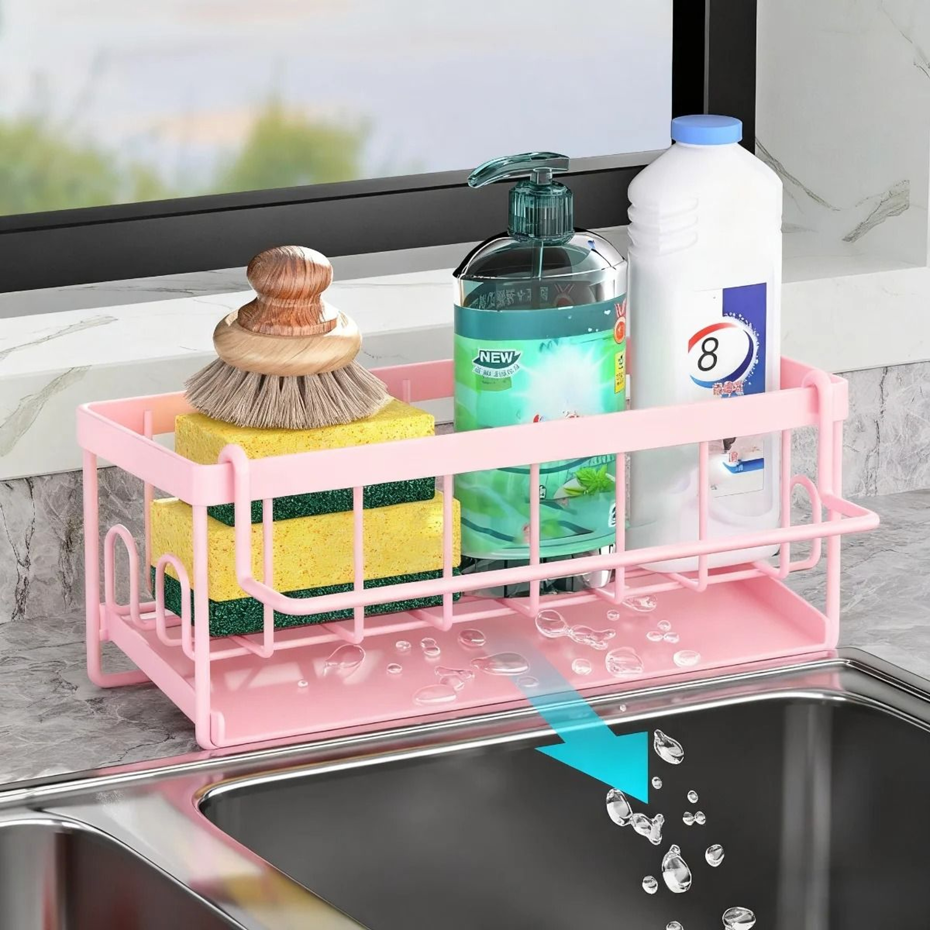 Kitchen Sink Caddy Sponge Holder And Soap Organizer 9