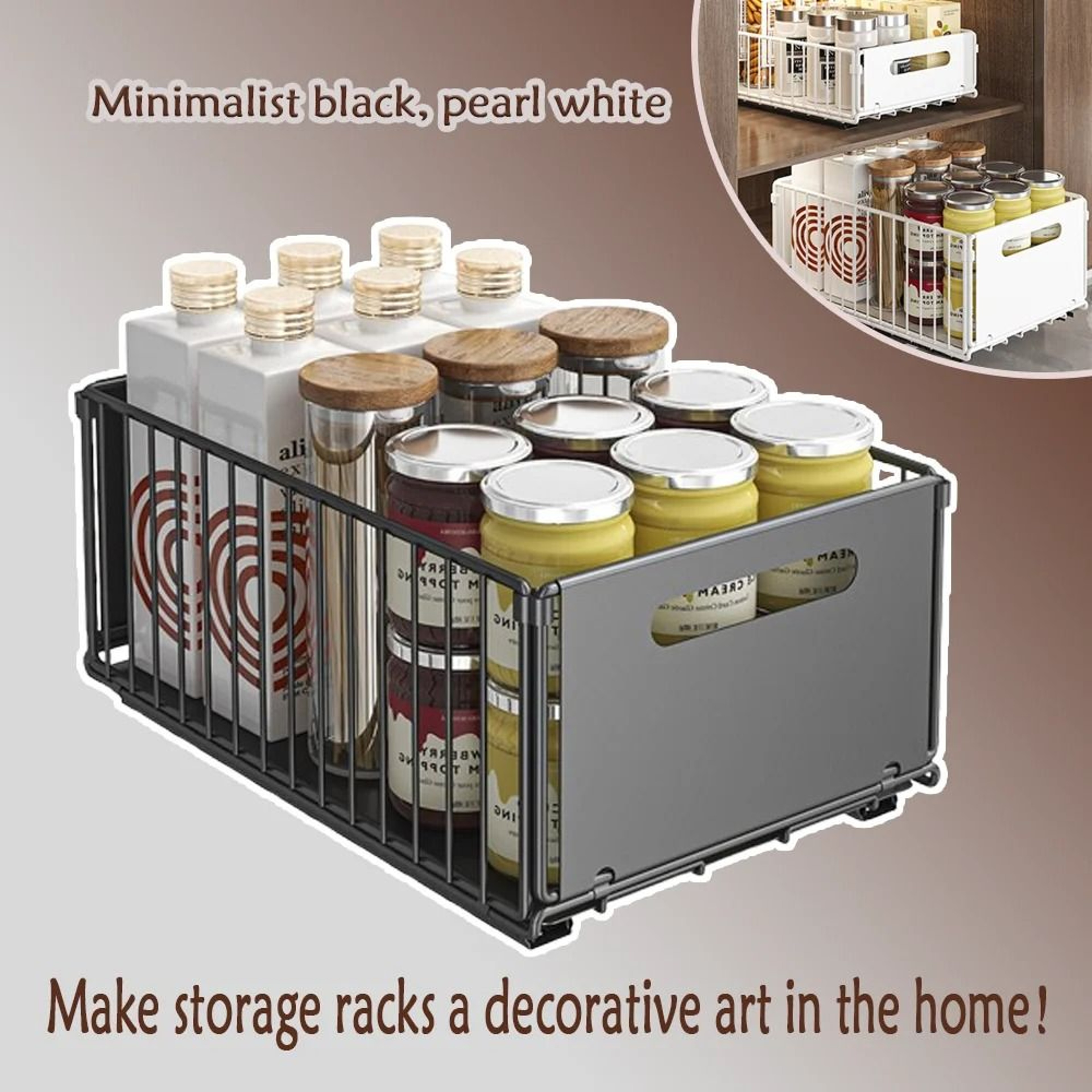 Double Layer Sliding Drawer Basket And Bottle Storage Organizer 12