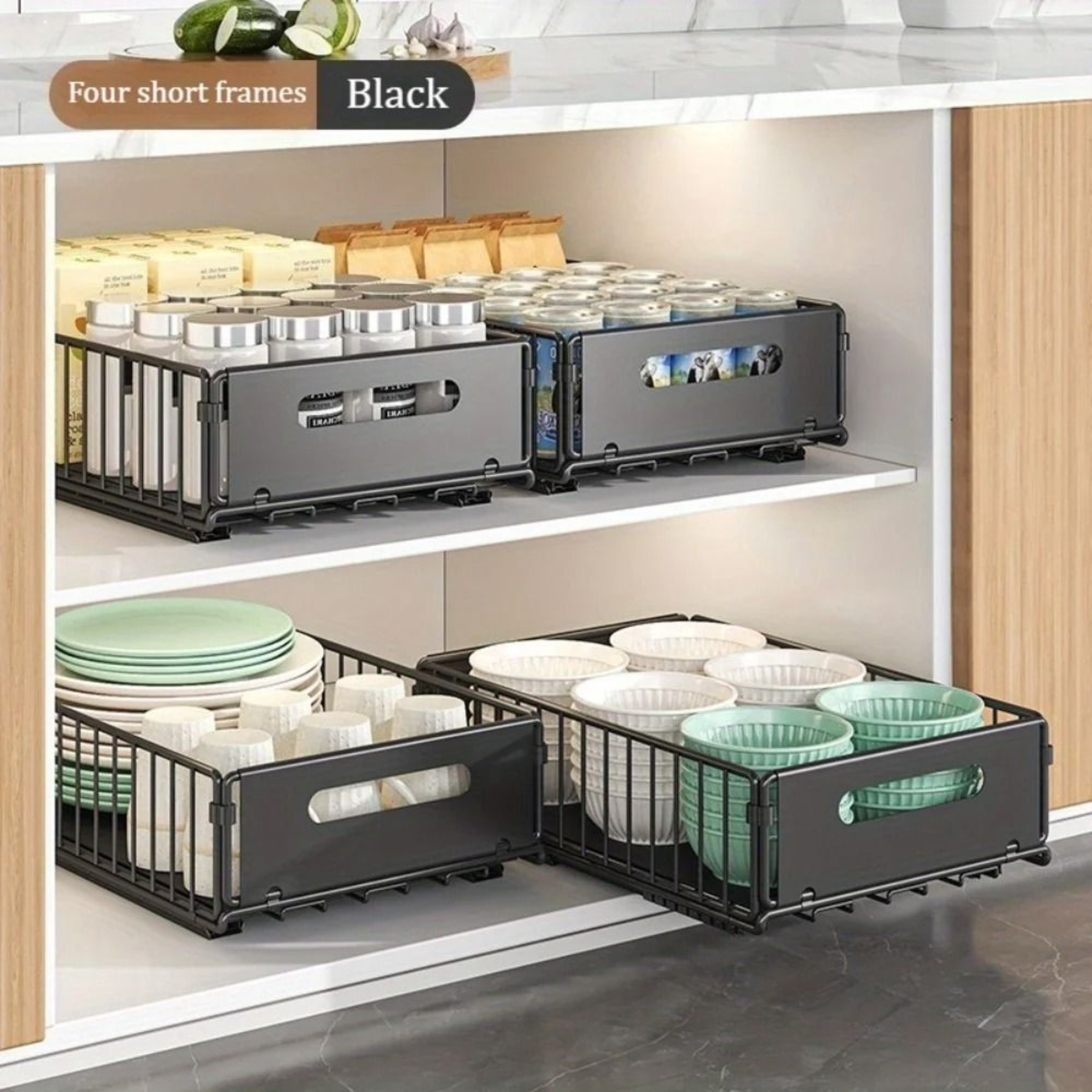 Double Layer Sliding Drawer Basket And Bottle Storage Organizer 9