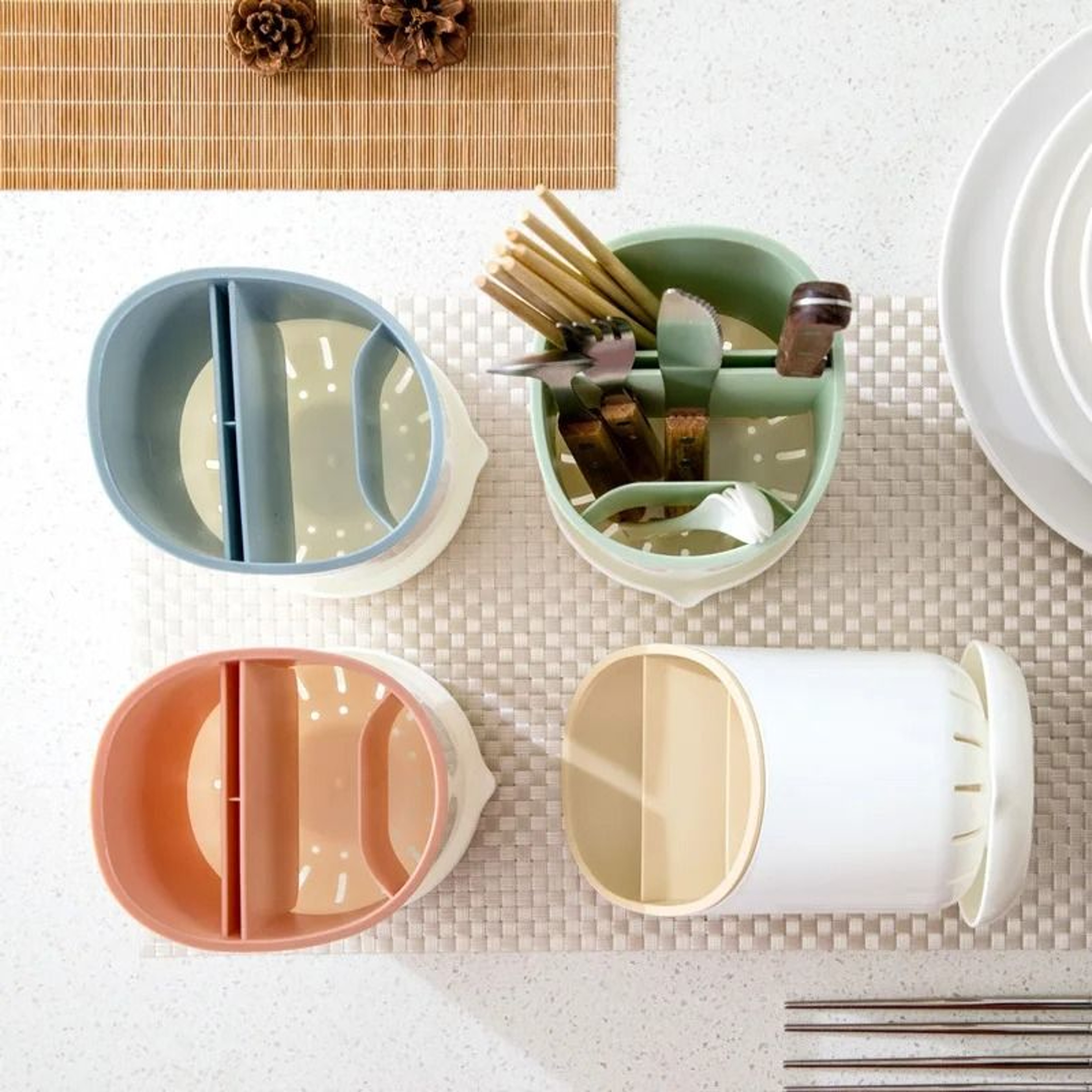 Plastic Cutlery Storage Holder And Draining Utensil Rack 11