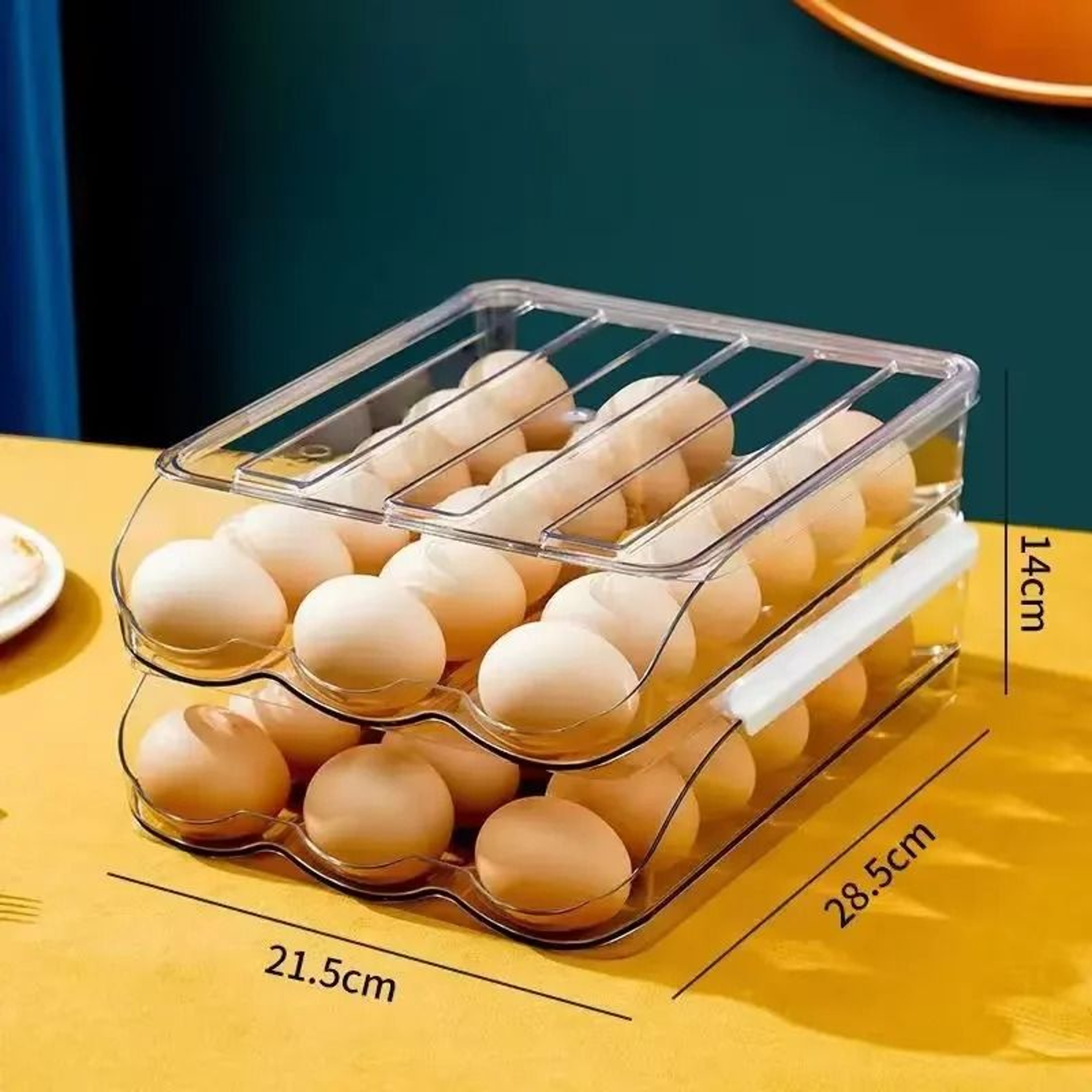 Automatic Rolling Refrigerator Egg Holder Rack Storage Box Organizer 5