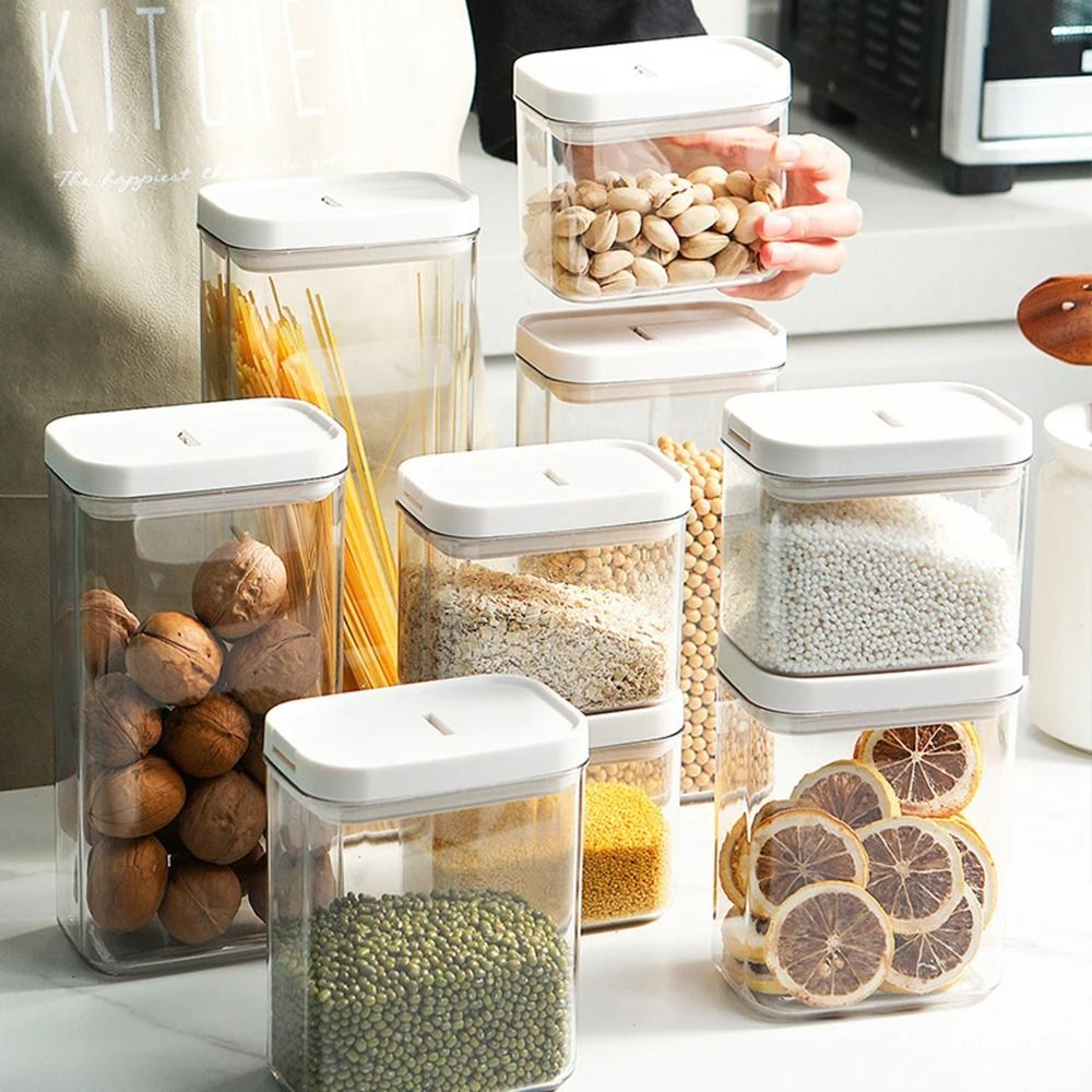 Clear Airtight Plastic Storage Jar For Snacks Cereal Beans And Pantry Organization 5