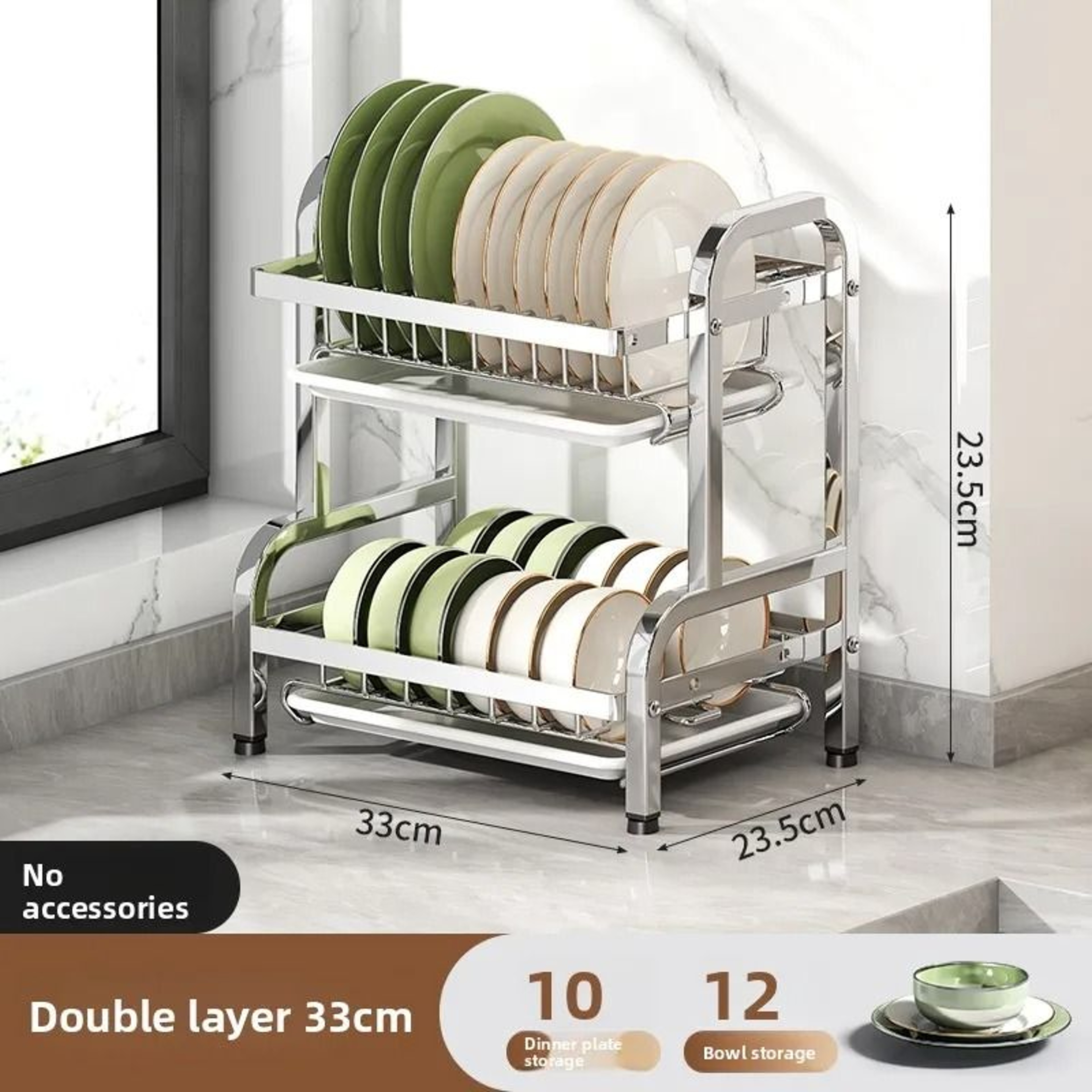 Stainless Steel Compact Dish Drying Rack With Utensil Holder For Kitchen Counter 1