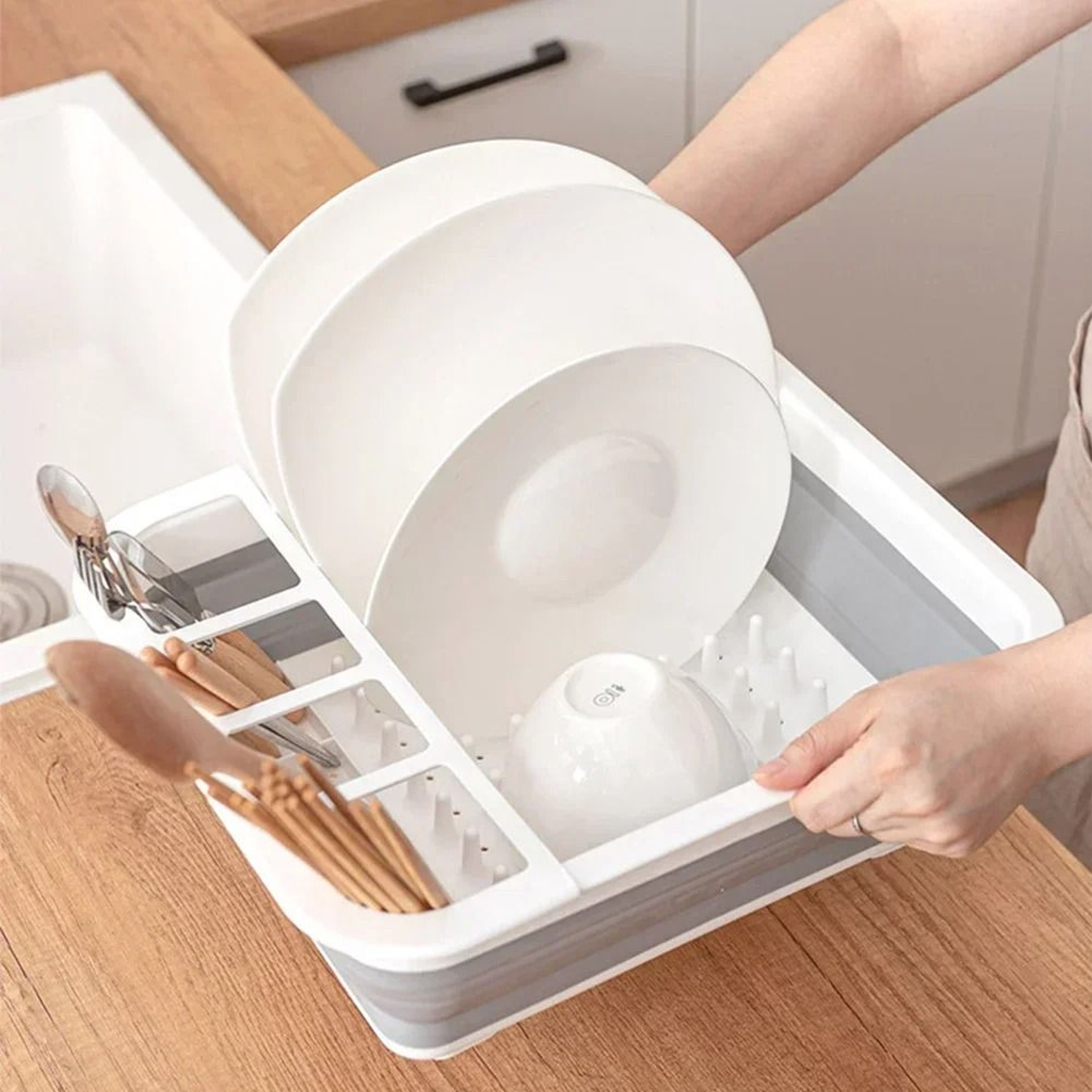 Collapsible Dish Drainer Rack For Camping Kitchen Sink And Dinnerware Storage 6