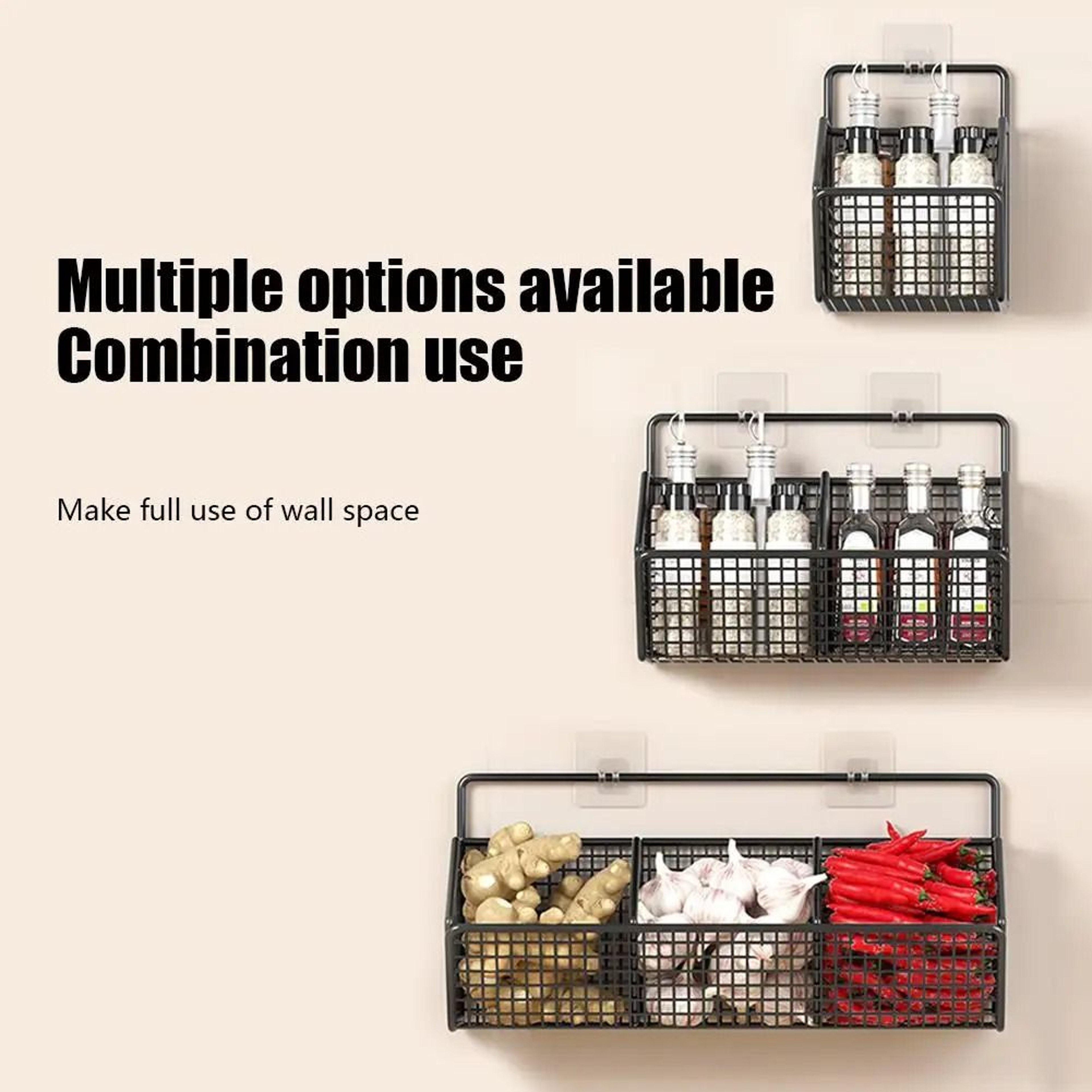 Punch Free Wrought Iron Storage Basket For Kitchen Bathroom And Cosmetic Organization 7