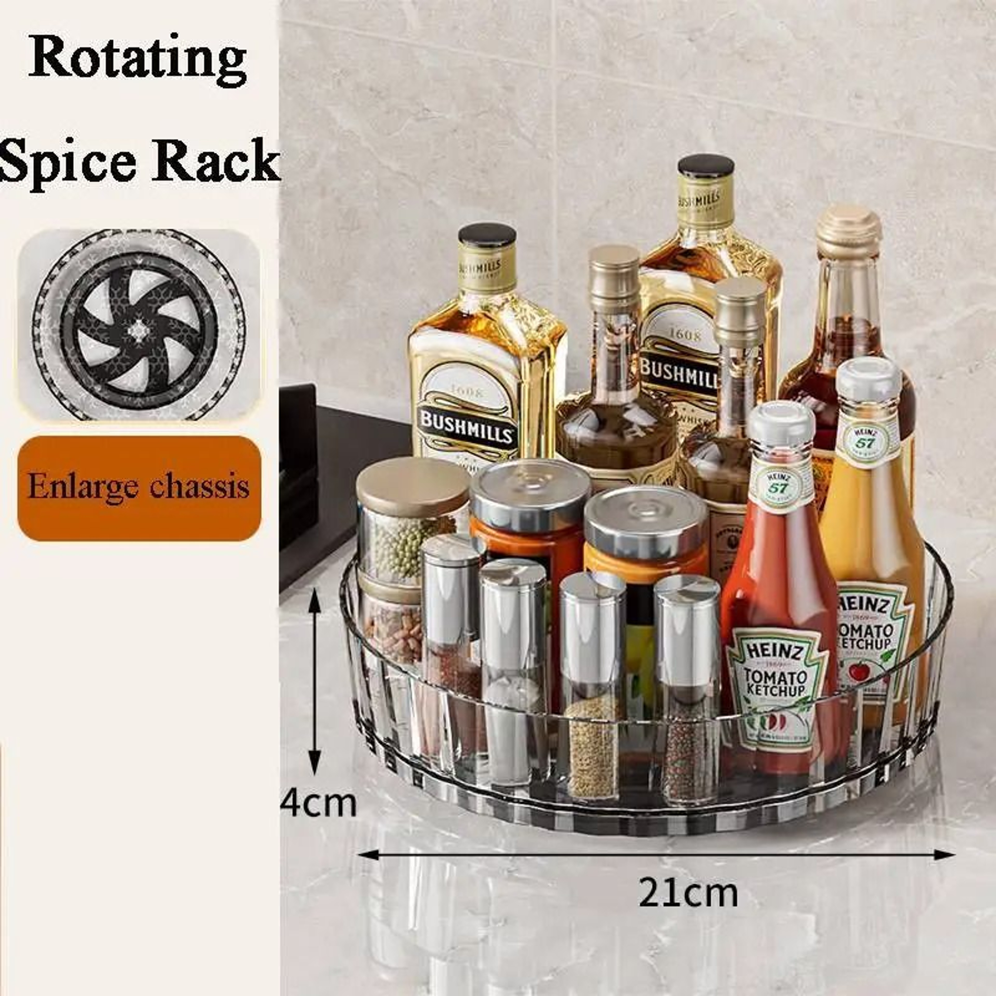 Rotating Spice Organizer Tray For Kitchen Cabinets Cosmetics And Home Storage 1