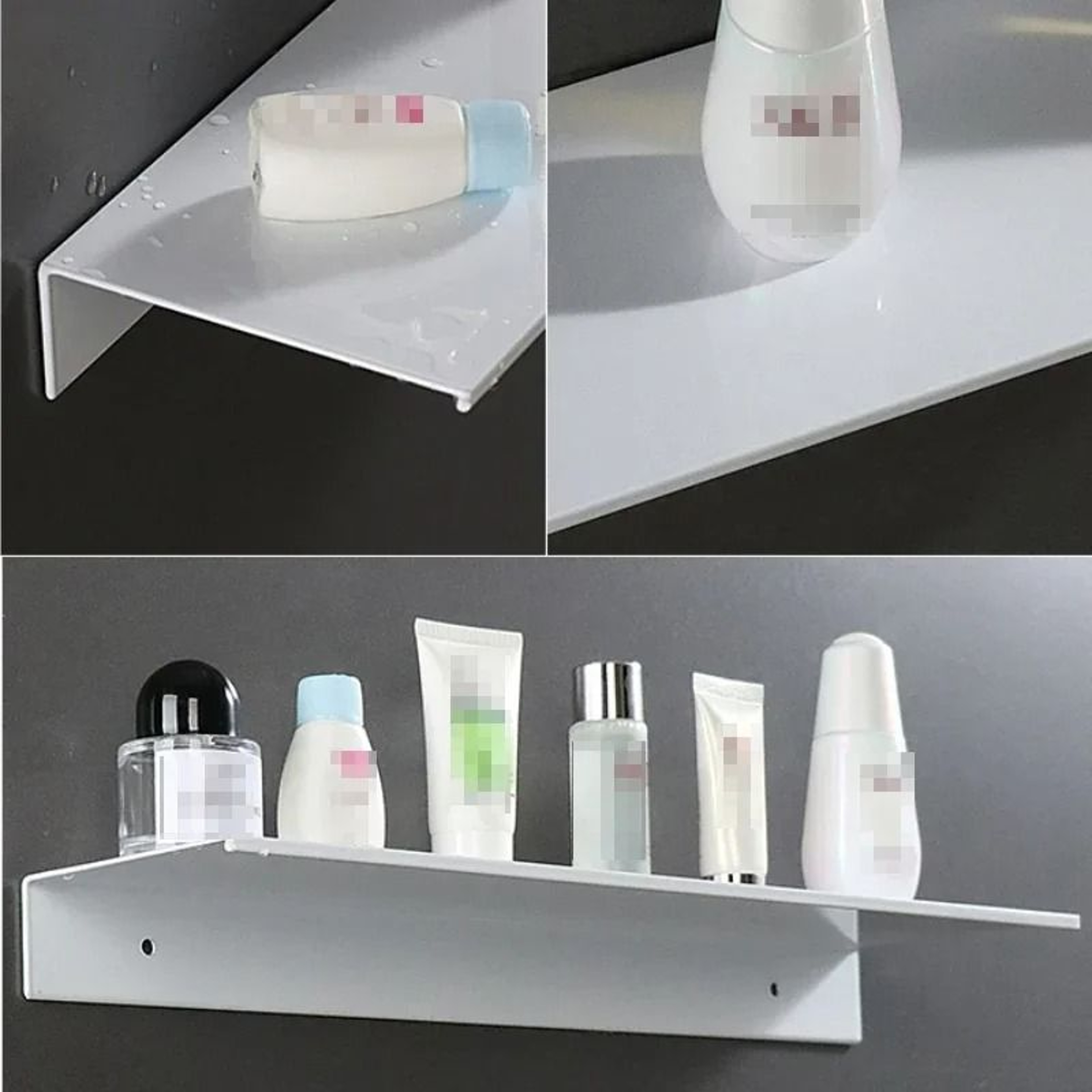 No Drill White Shower Wall Shelf For Bathroom Kitchen Storage 21