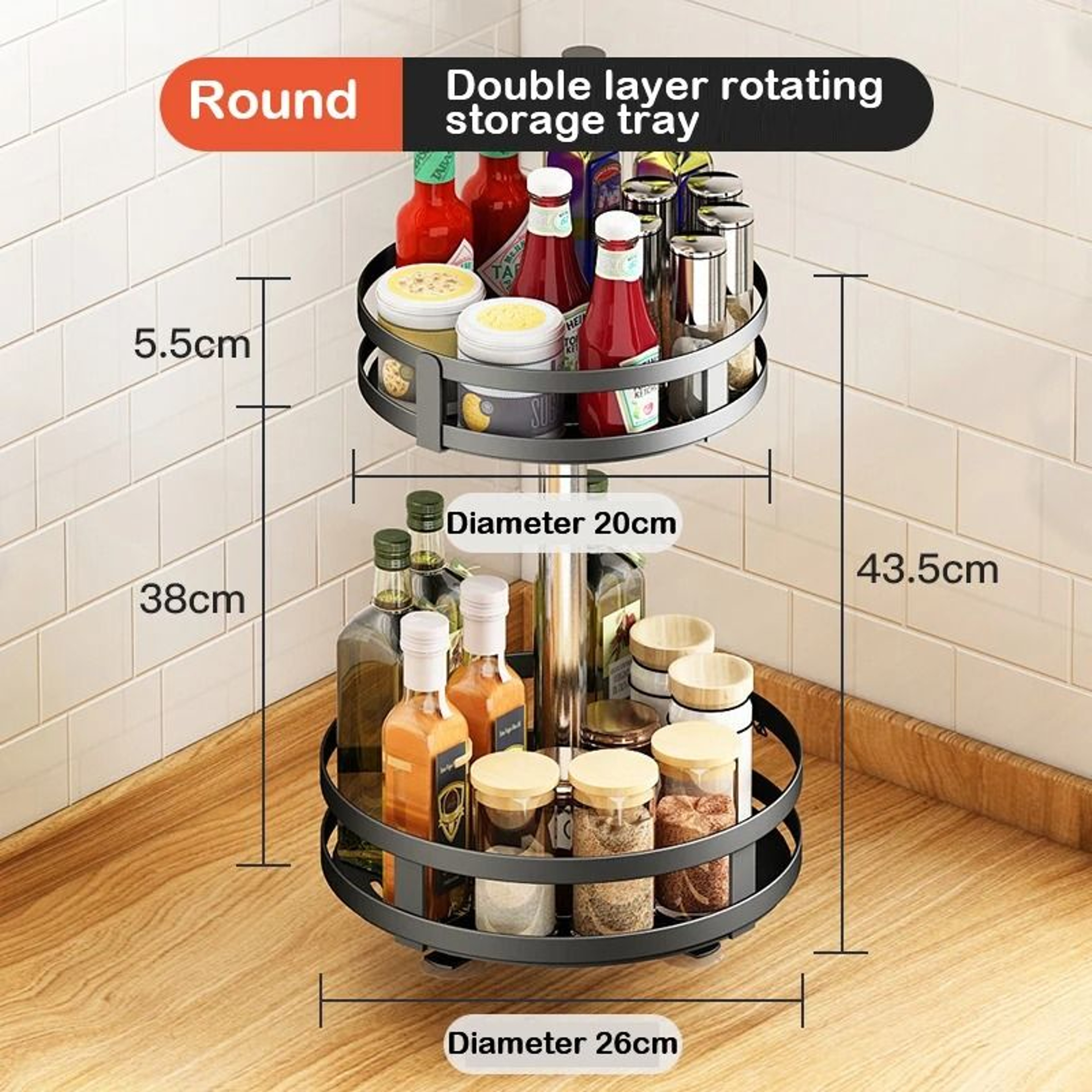 Rotating Kitchen Storage Rack For Spices And Pantry Organization 6