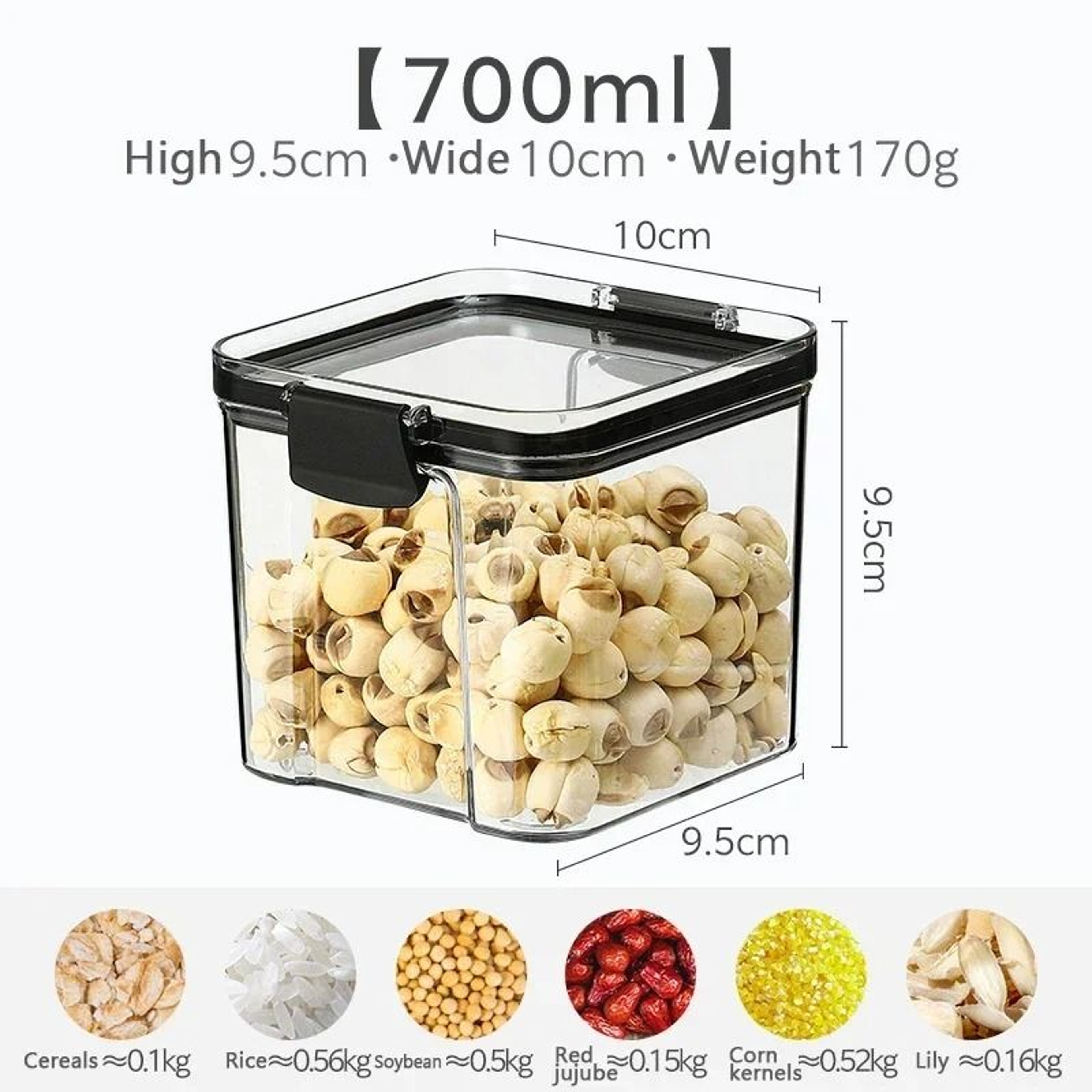 Clear Sealed Kitchen Storage Jar For Grains And Dried Fruit 2