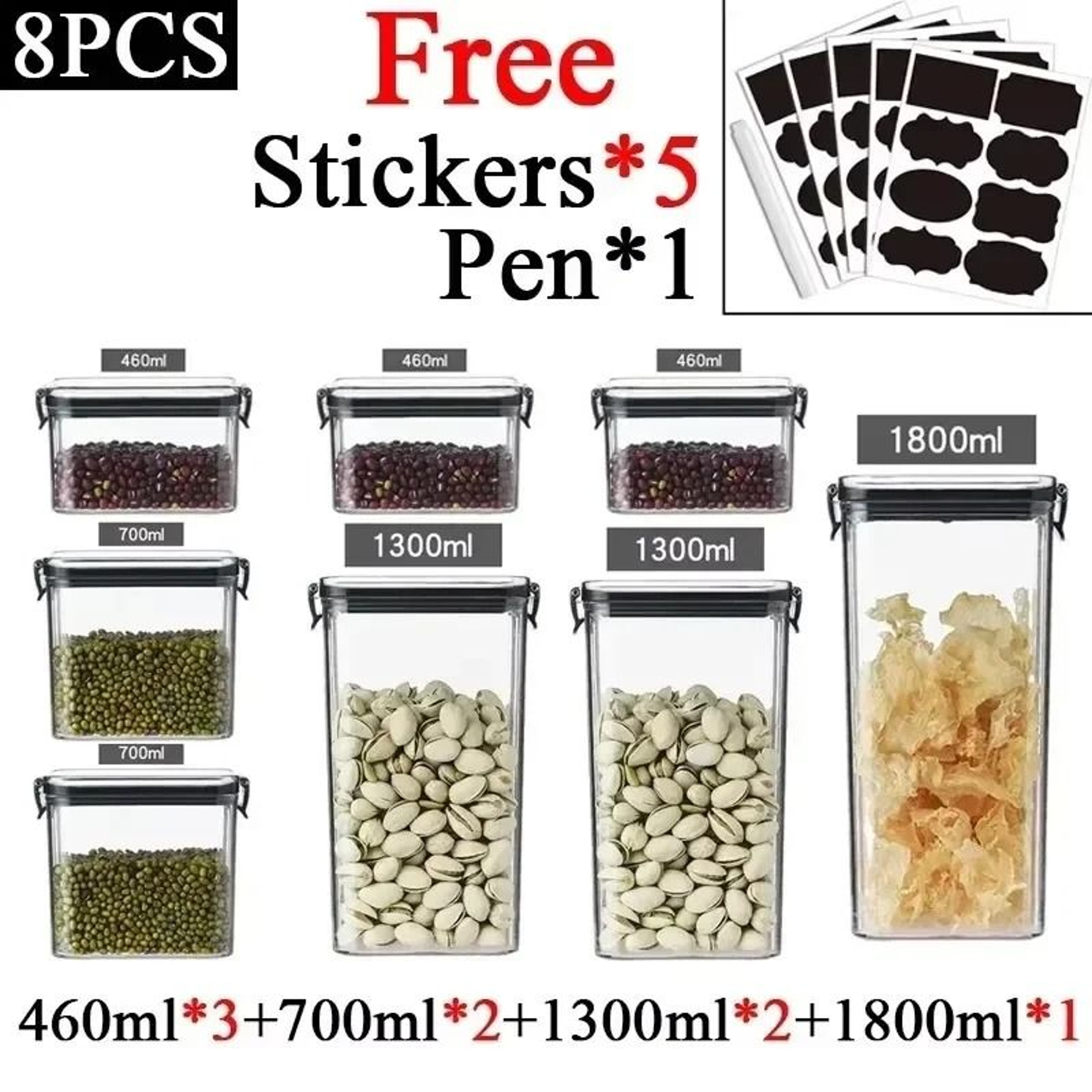 Clear Sealed Kitchen Storage Jar For Grains And Dried Fruit 20