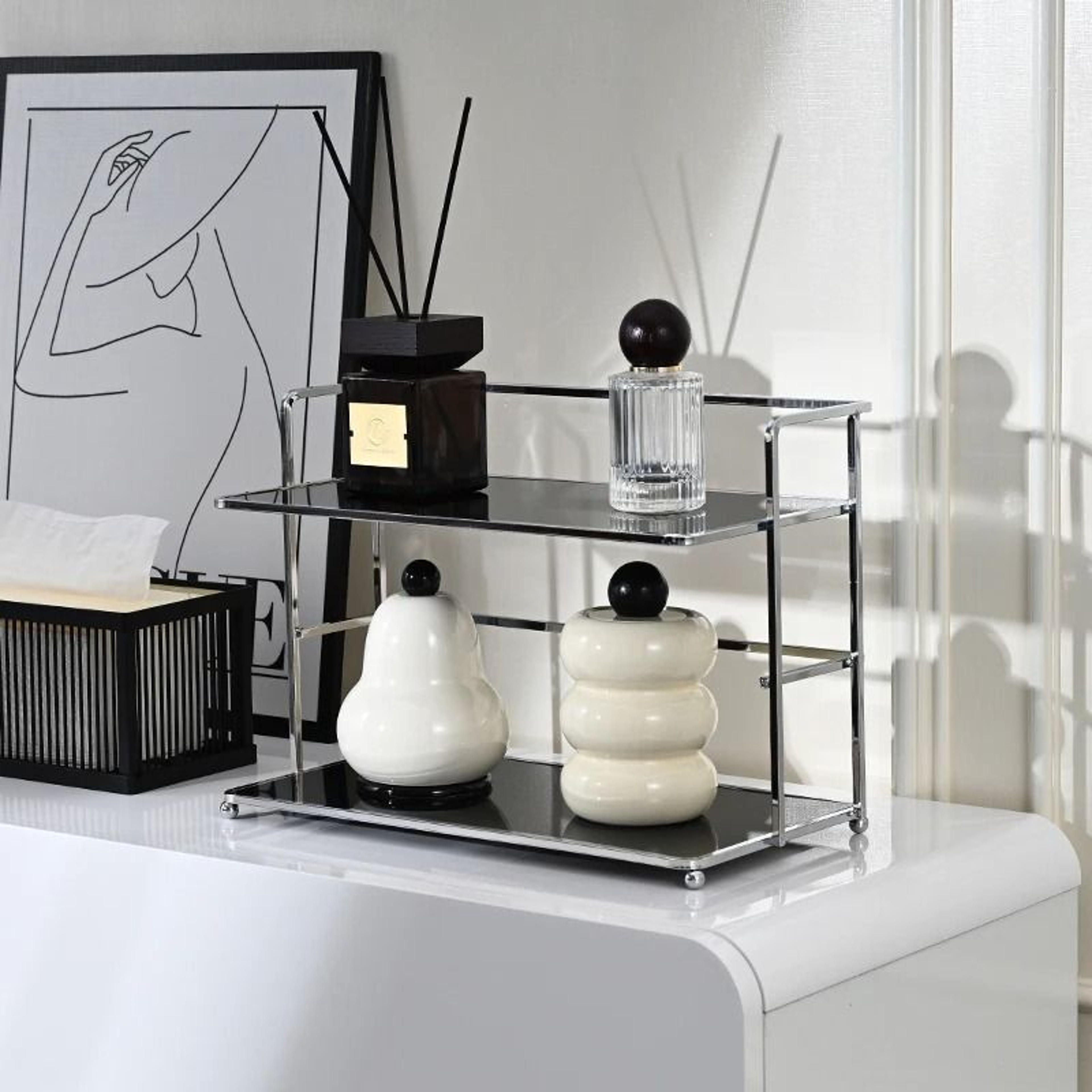 Double Layer Acrylic Cup Holder And Desktop Organizer Rack 5