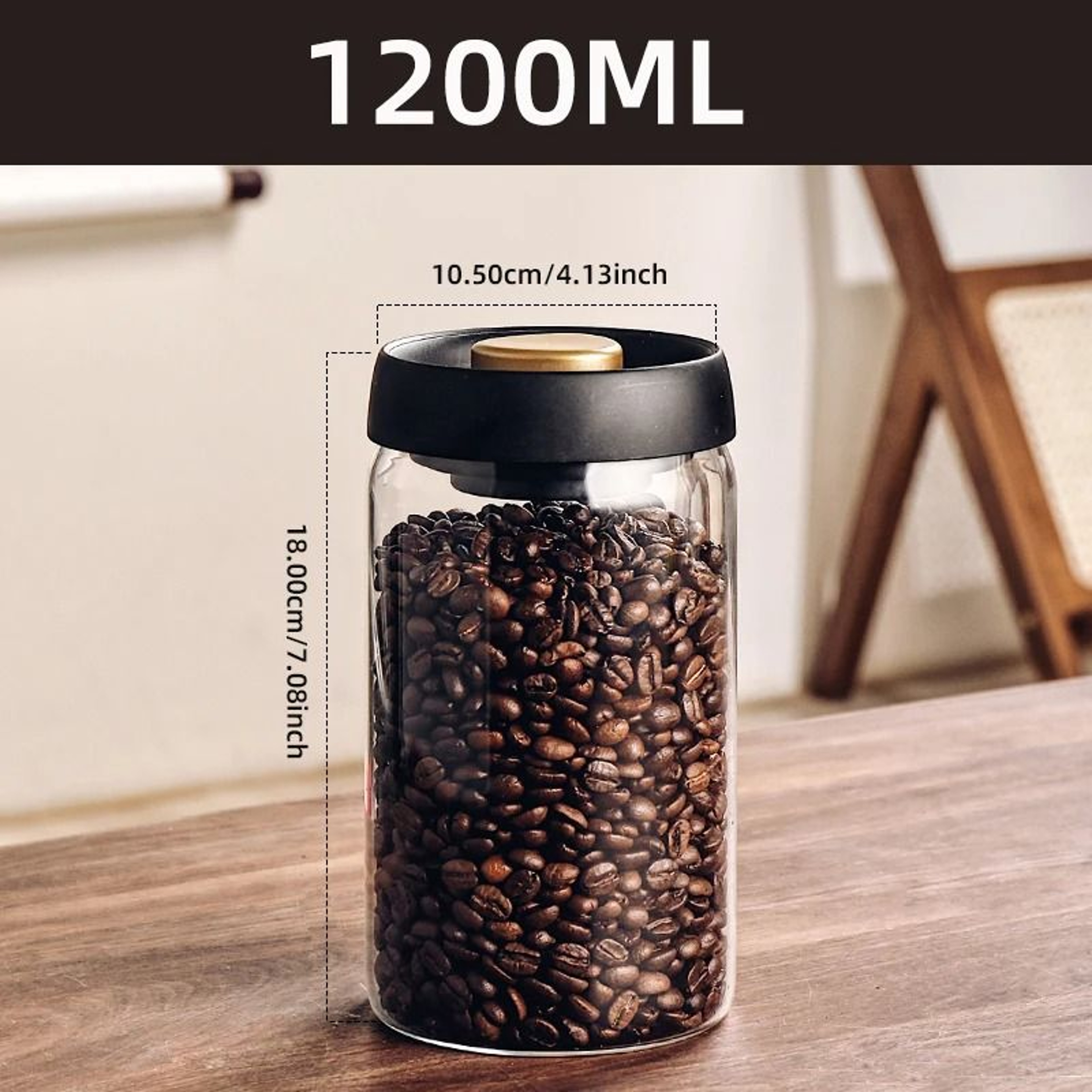 Vacuum Sealed Glass Jar For Coffee Beans Tea And Grain Storage 2