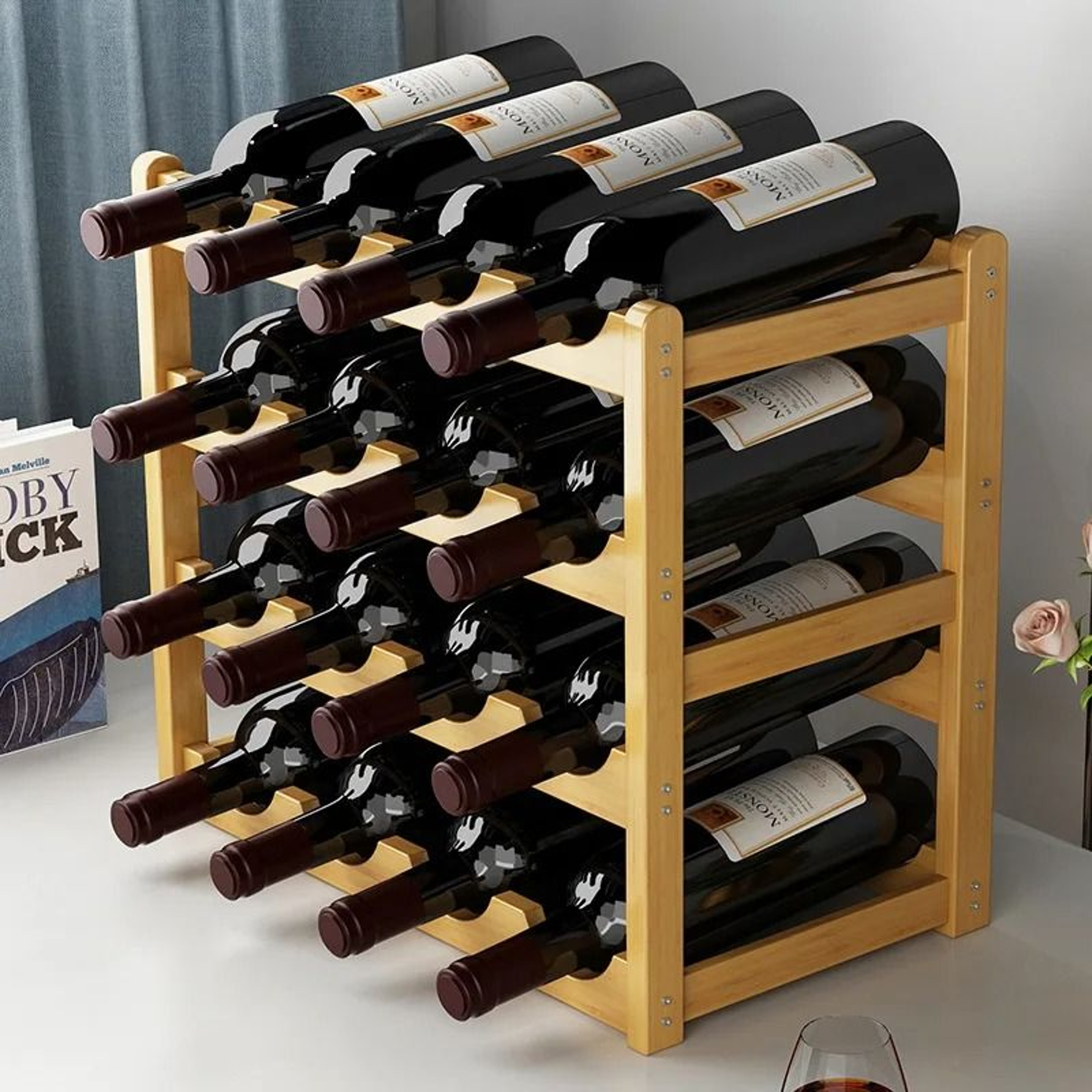 Bamboo Wine Bottle Rack Countertop Display Storage Holder 14