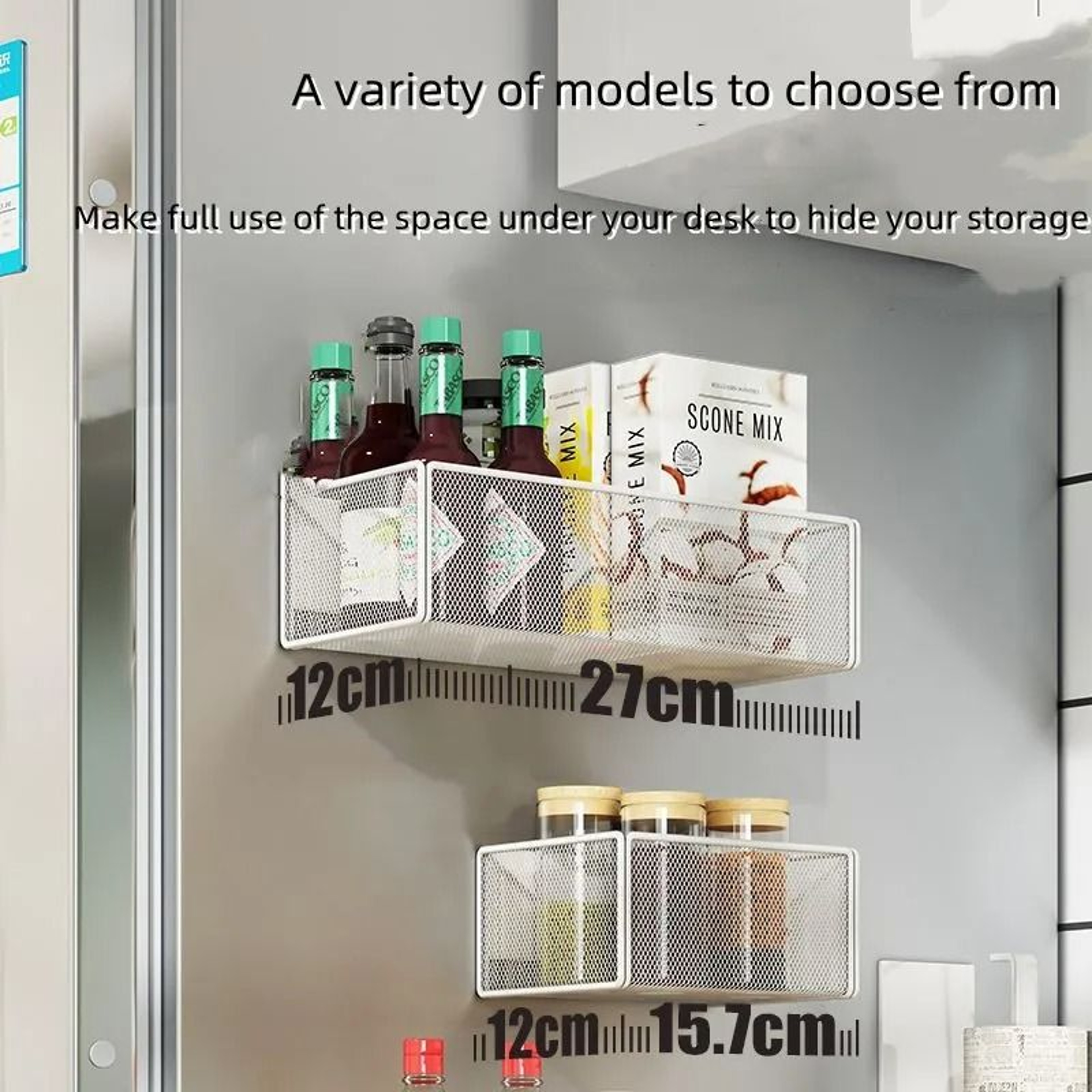 Magnetic Refrigerator Shelf Hanging Basket Kitchen Storage Rack Organizer 3